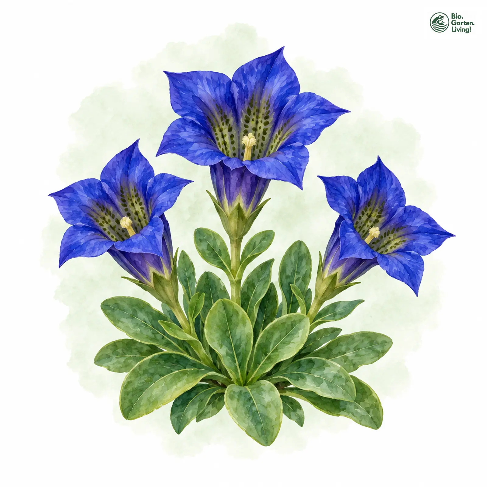 Aquarellzeichnung: Kiesel-Glocken-Enzian (Gentiana acaulis)