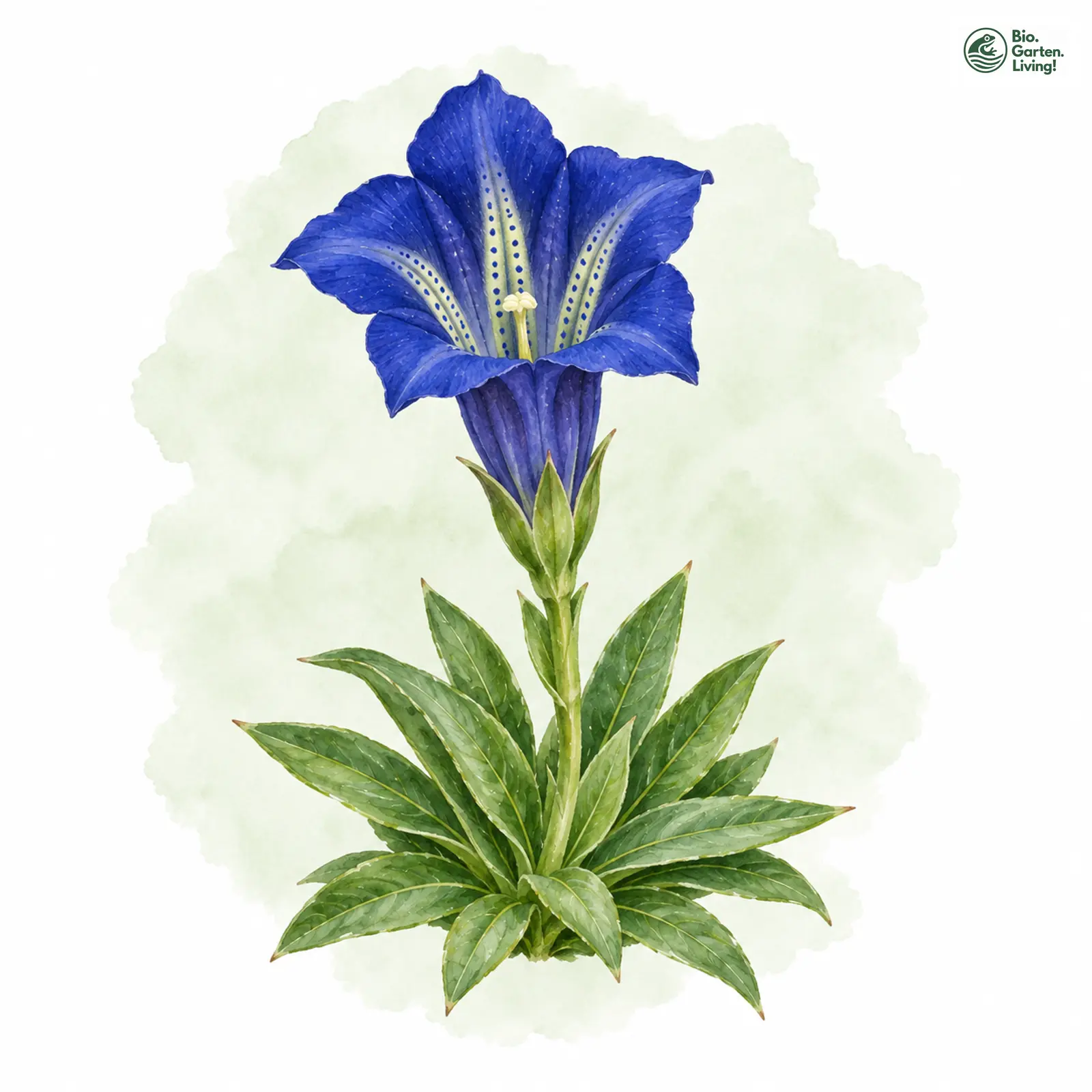 Aquarellzeichnung: Kalk-Glocken-Enzian (Gentiana clusii)