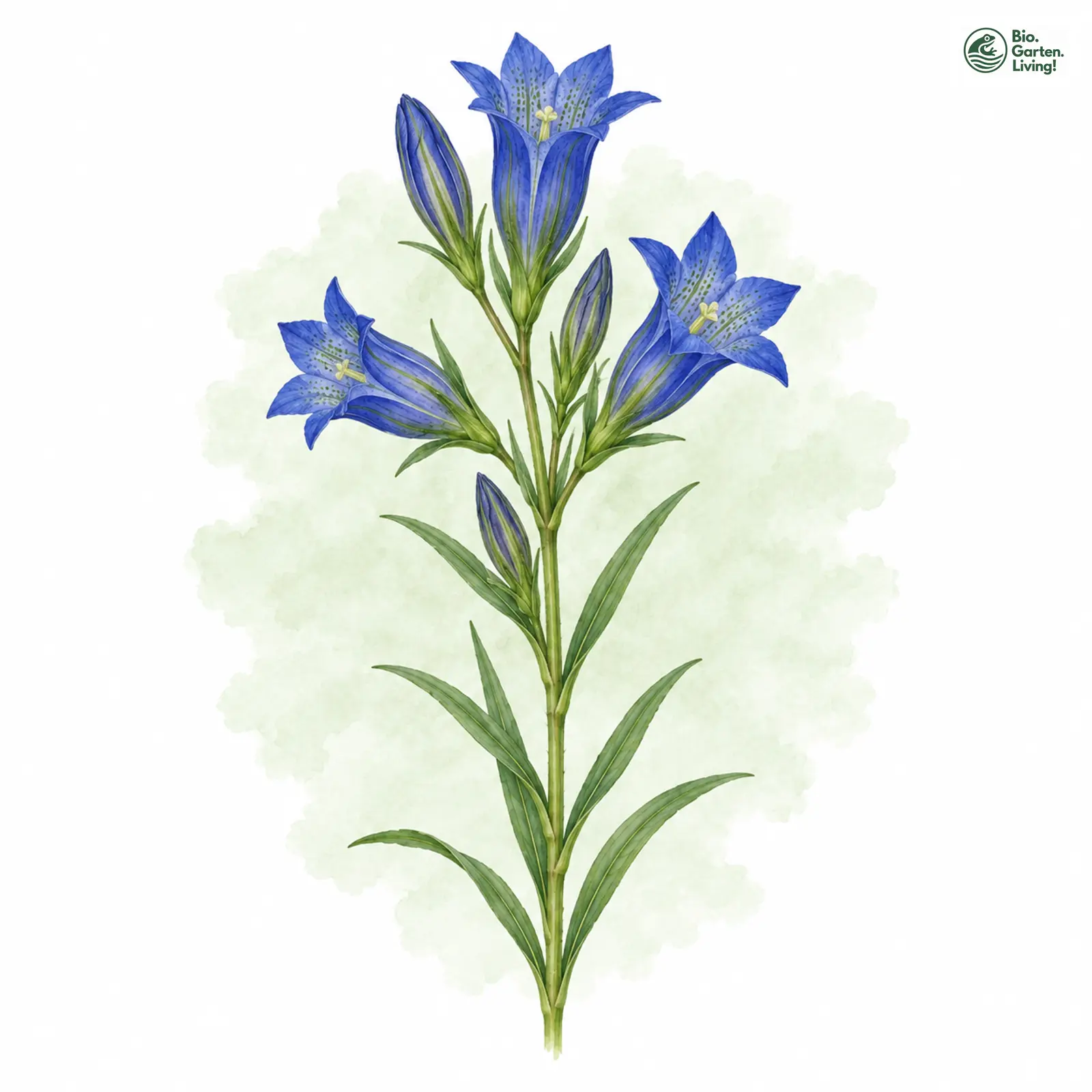 Aquarellzeichnung: Lungen-Enzian (Gentiana pneumonanthe)