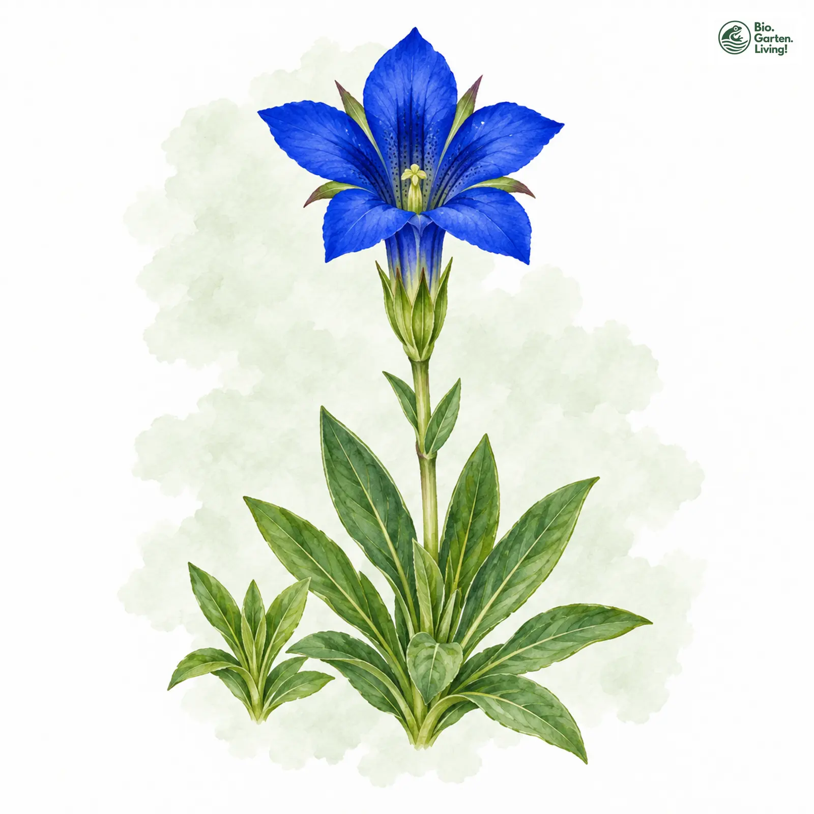 Aquarellzeichnung: Frühlings-Enzian (Gentiana verna)