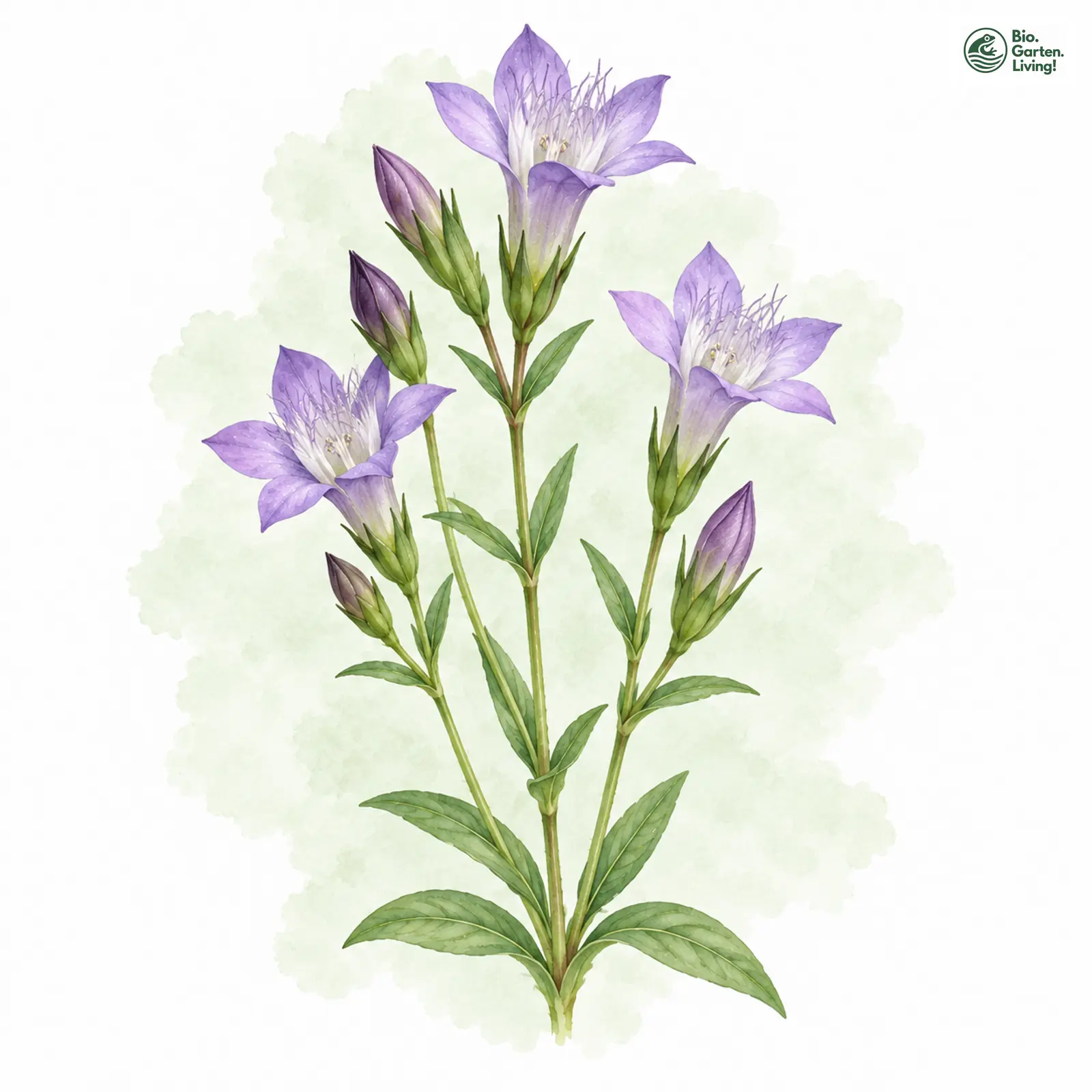 Aquarellzeichnung: Früher Kranzenzian (Gentianella praecox)