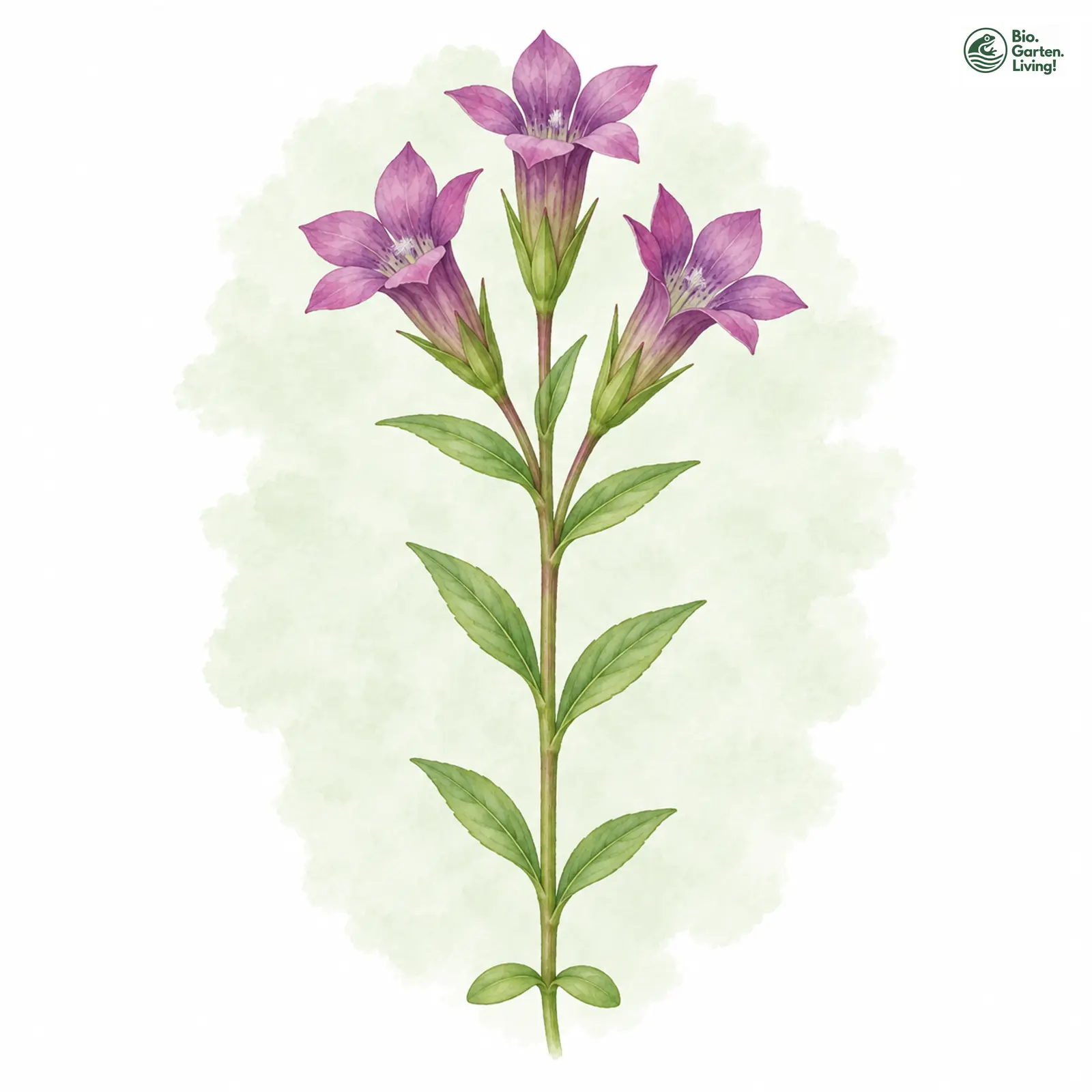 Aquarellzeichnung: Sumpf-Kranzenzian (Gentianella uliginosa)