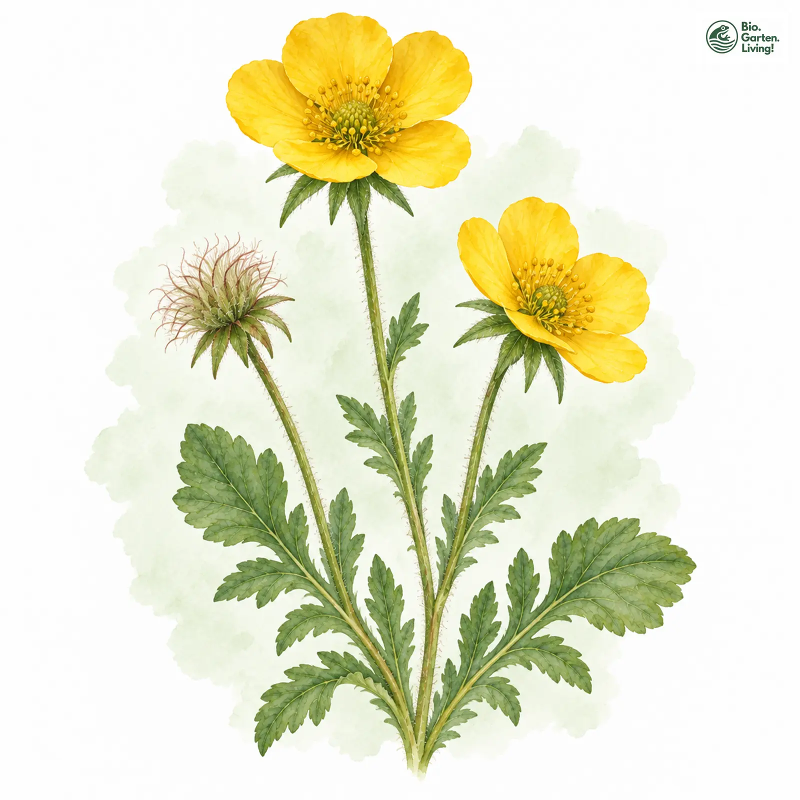 Aquarellzeichnung: Berg-Nelkenwurz (Geum montanum)