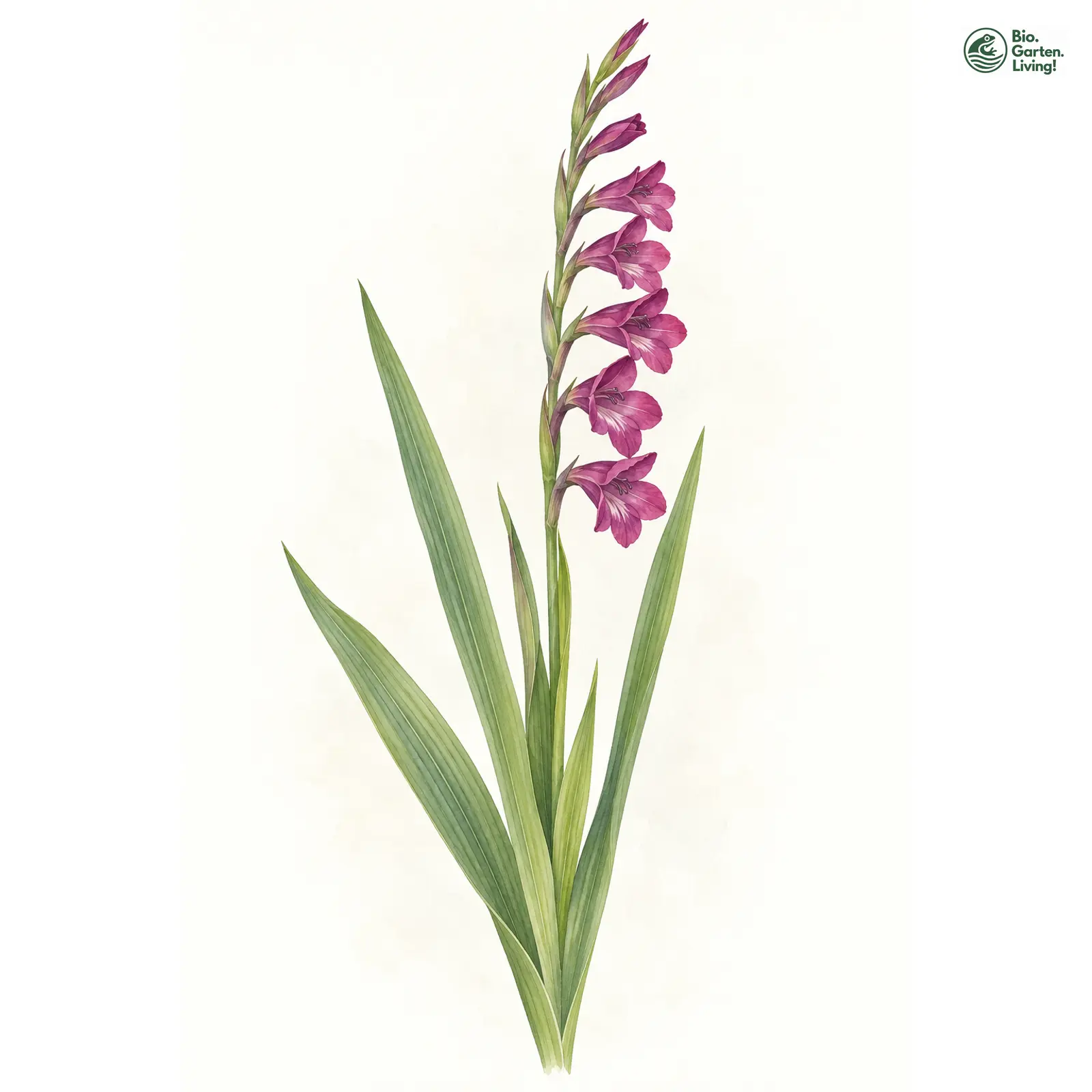 Aquarellzeichnung: Dachzieglige Siegwurz (Gladiolus imbricatus)