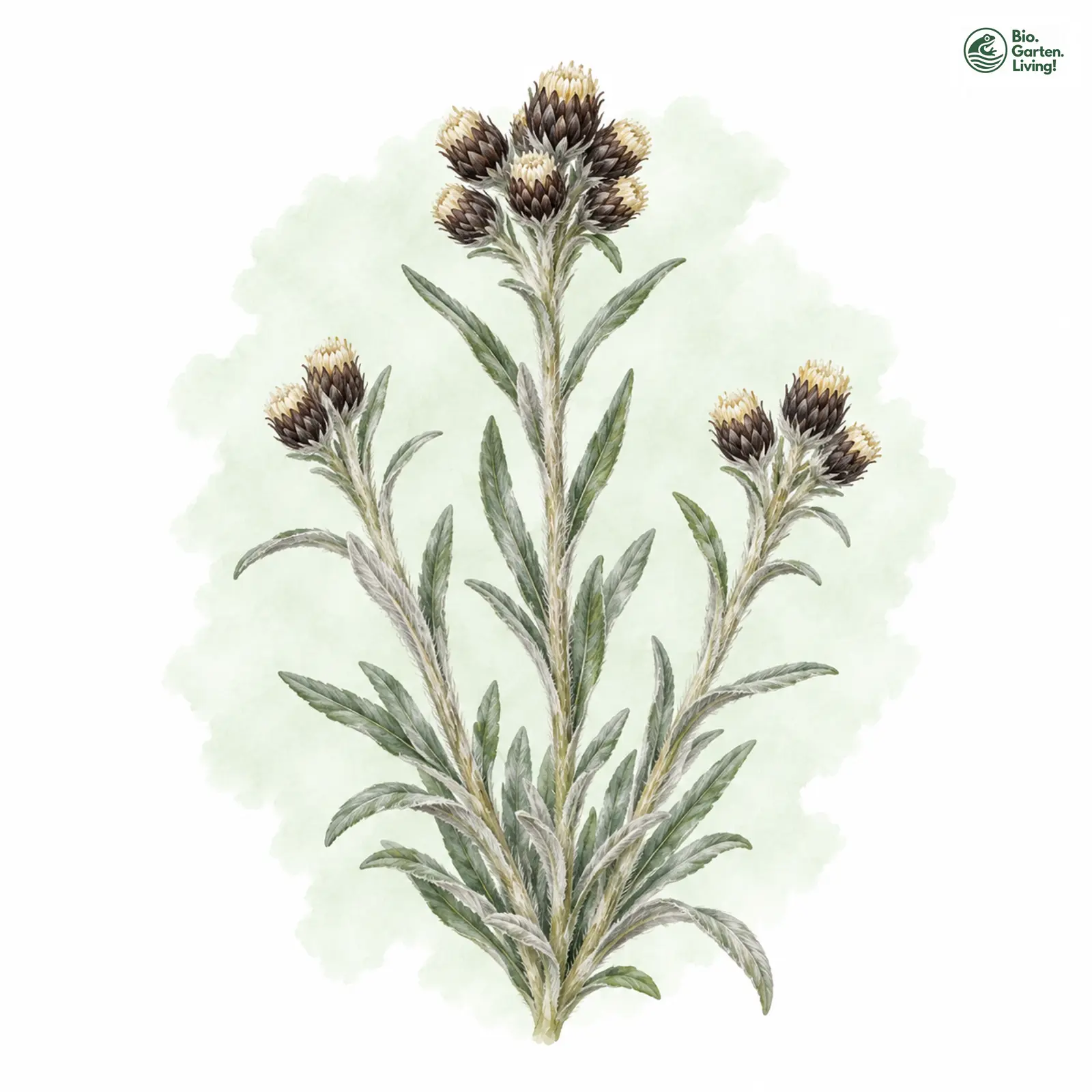 Aquarellzeichnung: Hoppe-Ruhrkraut (Gnaphalium hoppeanum)