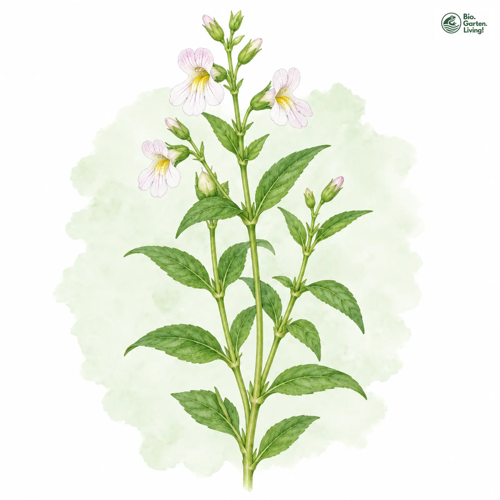Aquarellzeichnung: Gottes-Gnadenkraut (Gratiola officinalis)