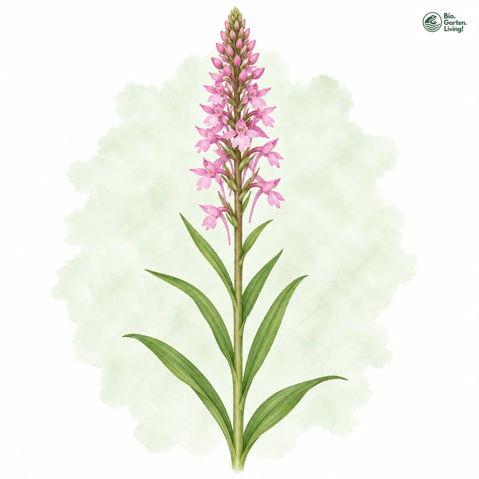 Aquarellzeichnung: Große Händelwurz (I. W. S.) (Gymnadenia conopsea (im weiteren Sinne))
