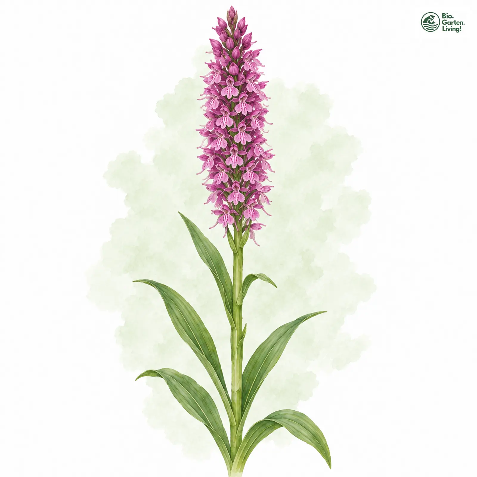 Aquarellzeichnung: Dichtblütige Händelwurz (Gymnadenia densiflora)