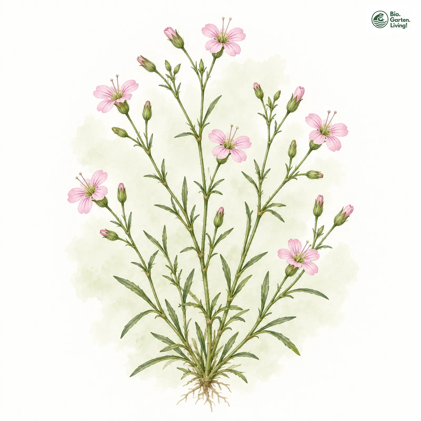 Aquarellzeichnung: Acker-Gipskraut (Gypsophila muralis)