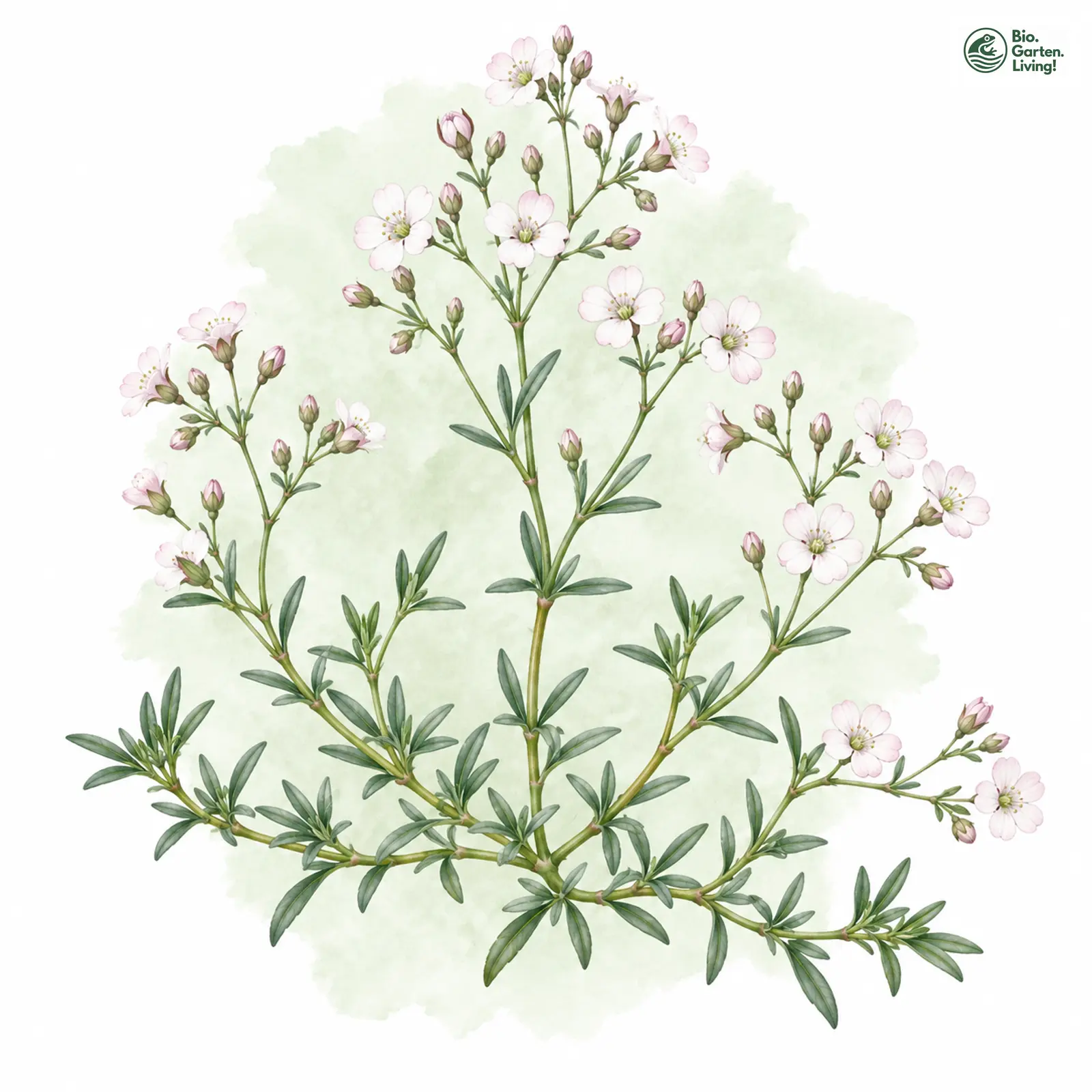 Aquarellzeichnung: Kriechendes Gipskraut (Gypsophila repens)