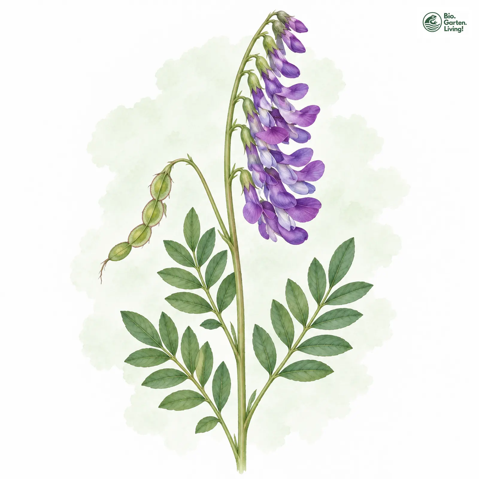 Aquarellzeichnung: Alpen-Süßklee (Hedysarum hedysaroides)