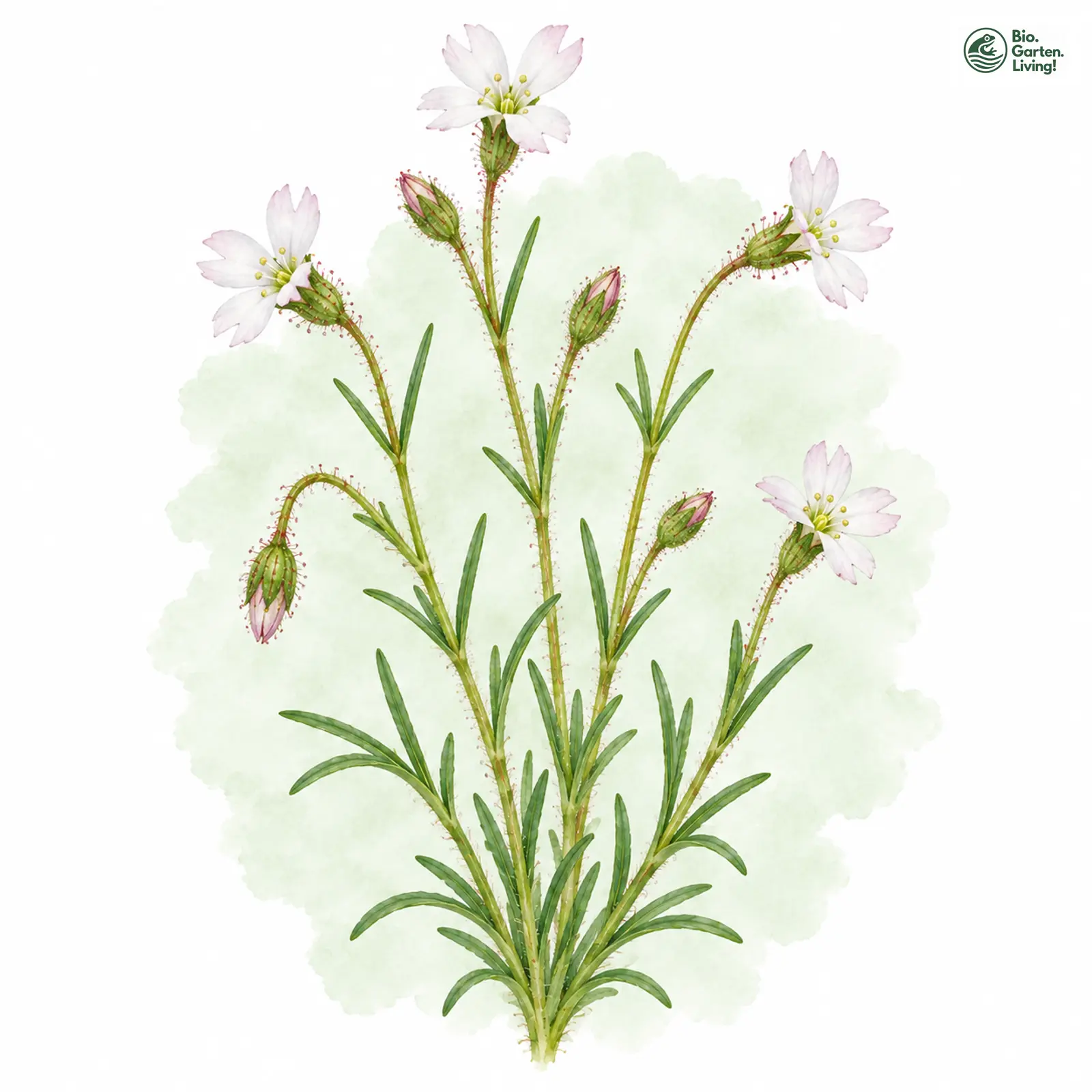 Aquarellzeichnung: Kleiner Strahlensame (Heliosperma pusillum)
