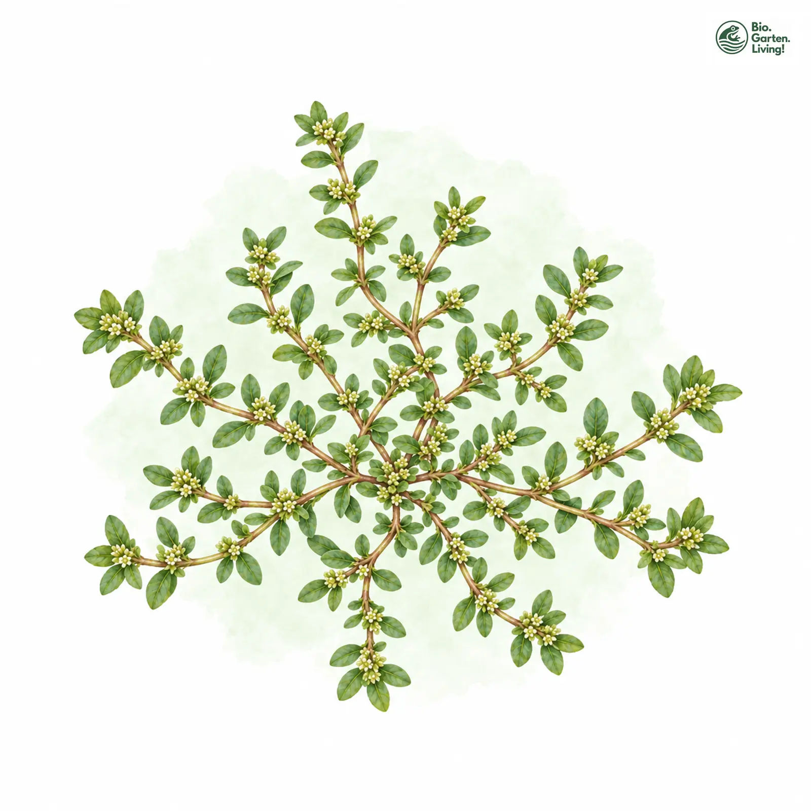 Aquarellzeichnung: Kahles Bruchkraut (Herniaria glabra)