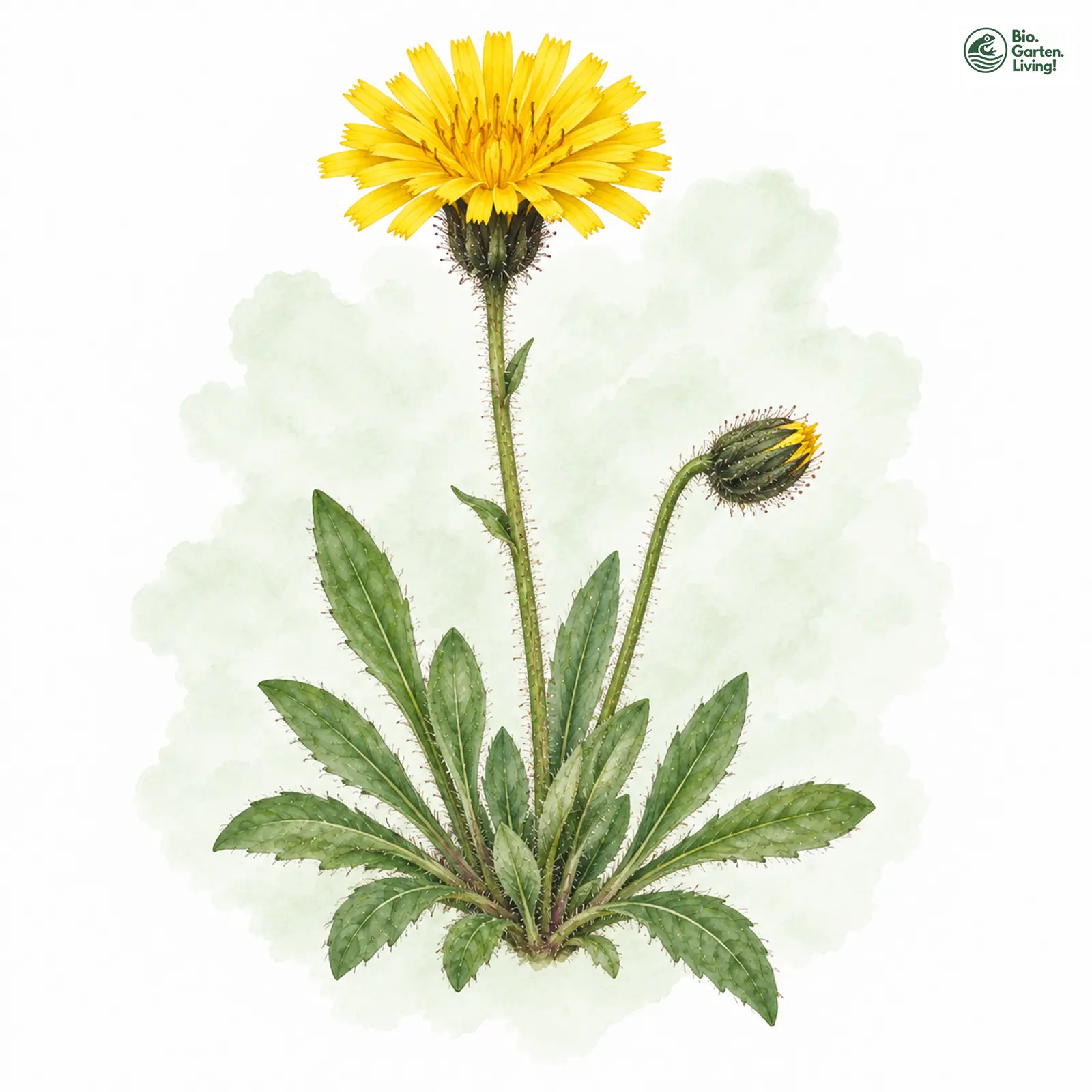 Aquarellzeichnung: Alpen-Habichtskraut (Hieracium alpinum)
