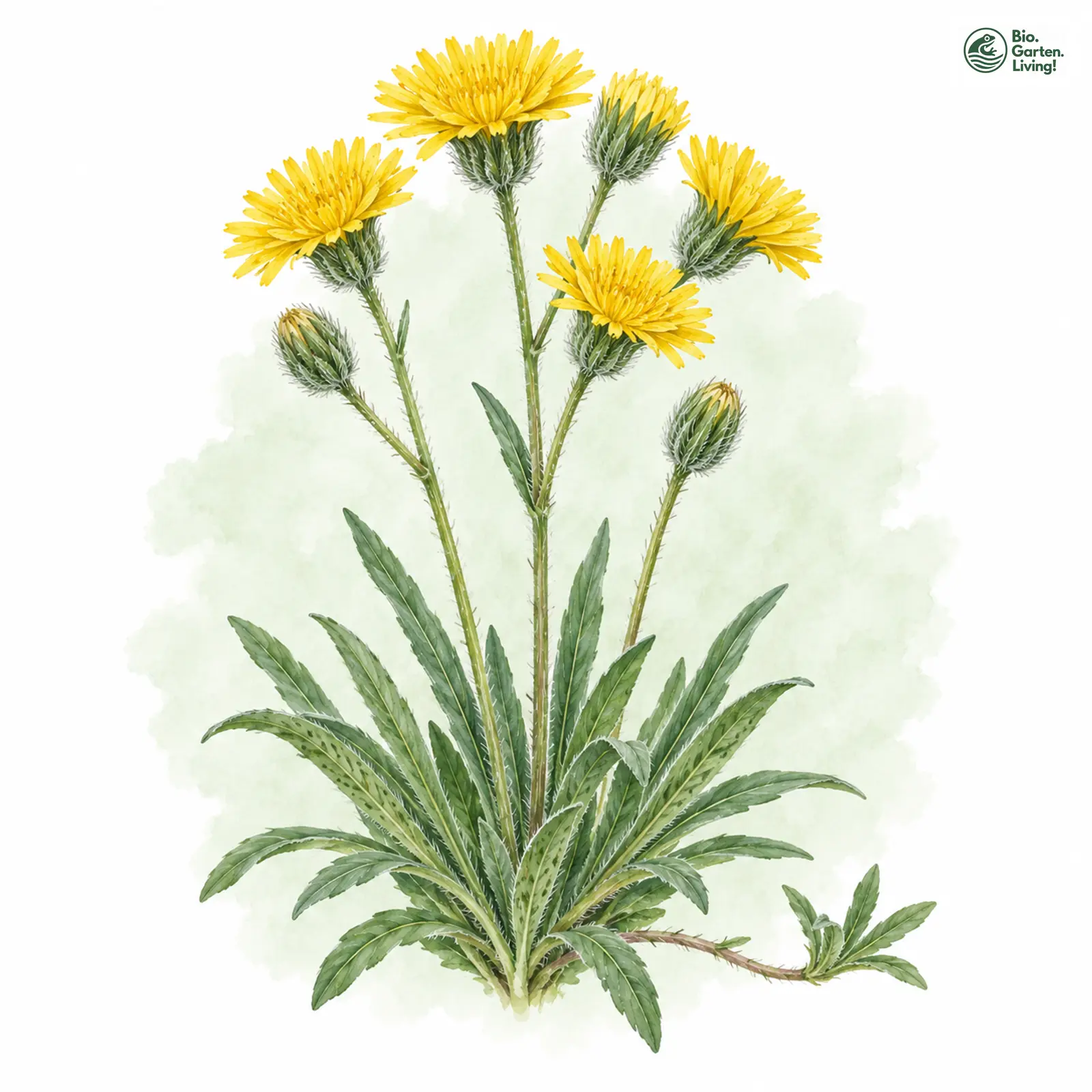 Aquarellzeichnung: Gletscher-Habichtskraut (Hieracium angustifolium)