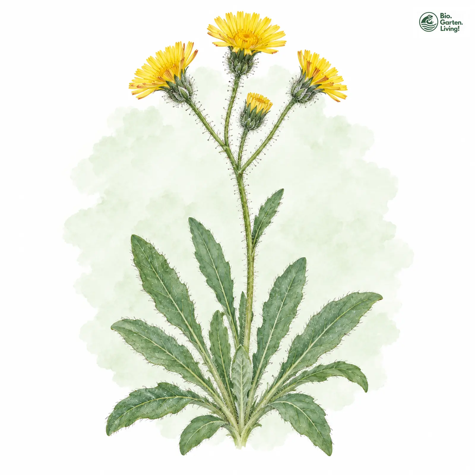 Aquarellzeichnung: Lämmersalat-Habichtskraut (Hieracium arnoserioides)