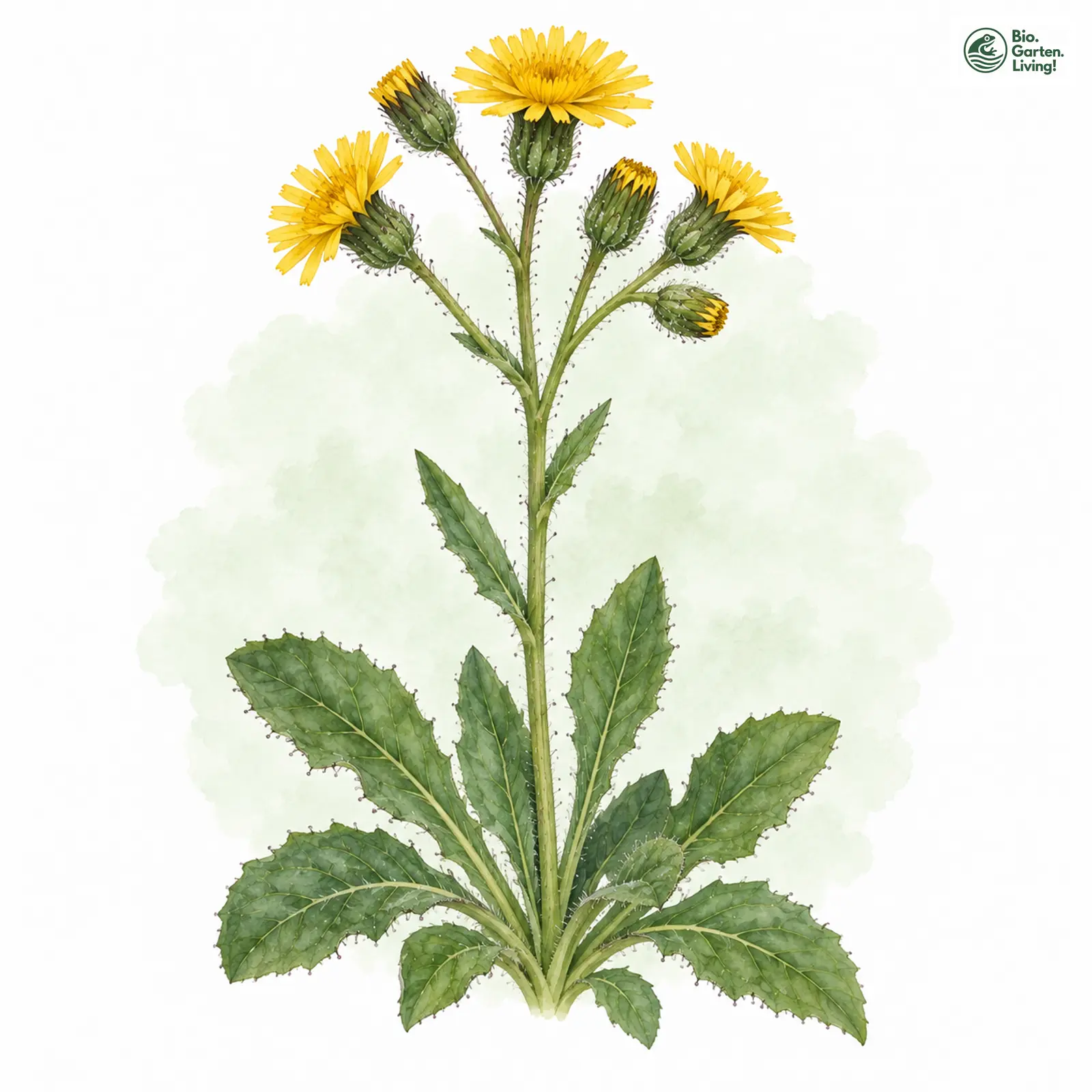 Aquarellzeichnung: Schwarzes Habichtskraut (Hieracium atratum)