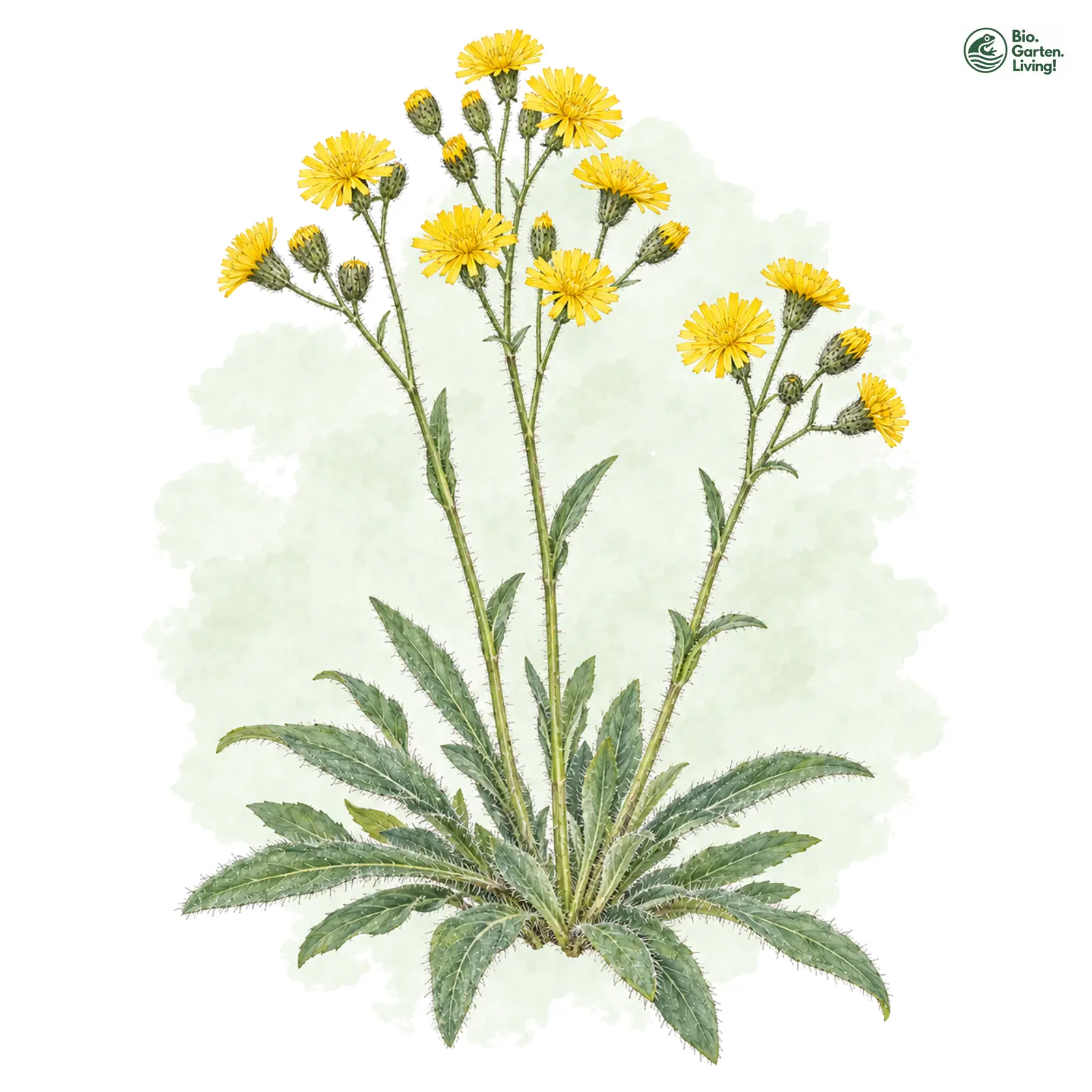 Aquarellzeichnung: Pannonisches Habichtskraut (Hieracium auriculoides)