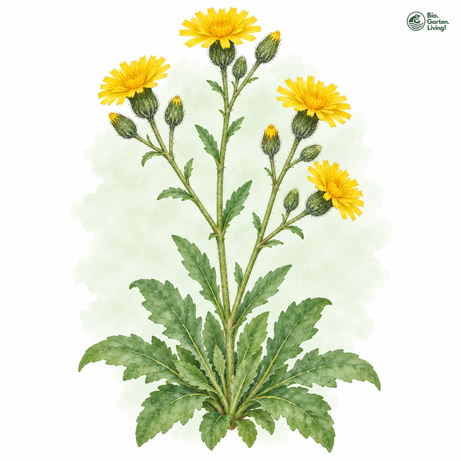 Aquarellzeichnung: Kerner-Habichtskraut (Hieracium balbisianum)