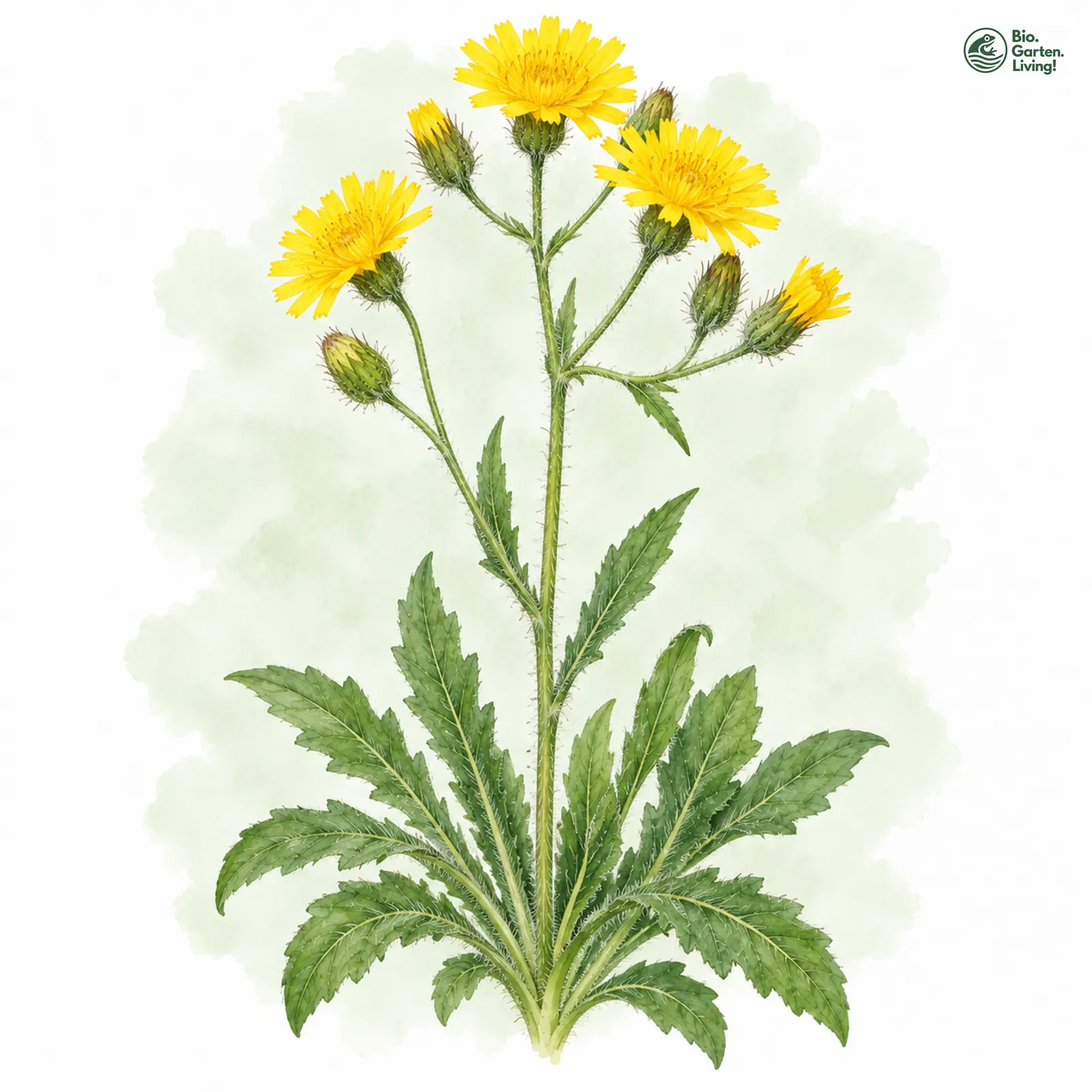 Aquarellzeichnung: Benzž Habichtskraut (Hieracium benzianum)