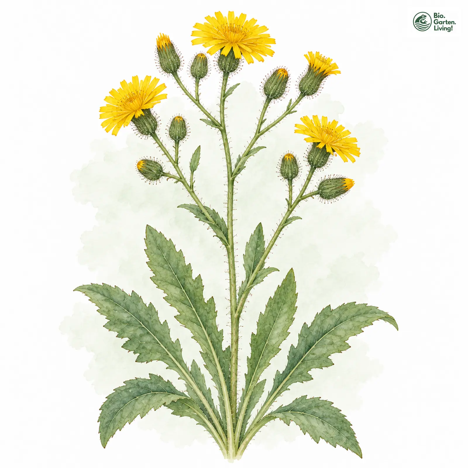 Aquarellzeichnung: Boccone-Habichtskraut (Hieracium bocconei)