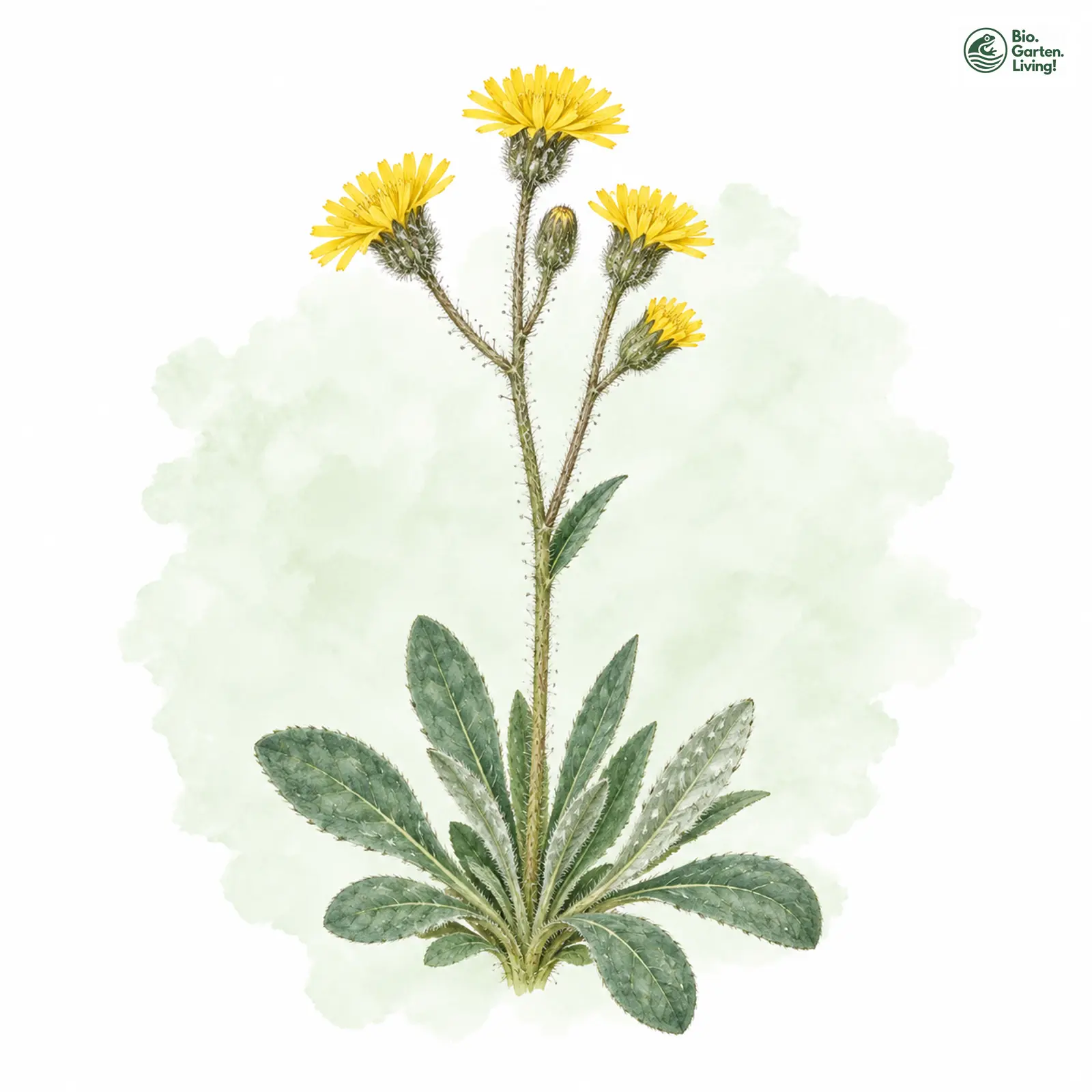 Aquarellzeichnung: Kurzgabeliges Habichtskraut (Hieracium brachycomum)