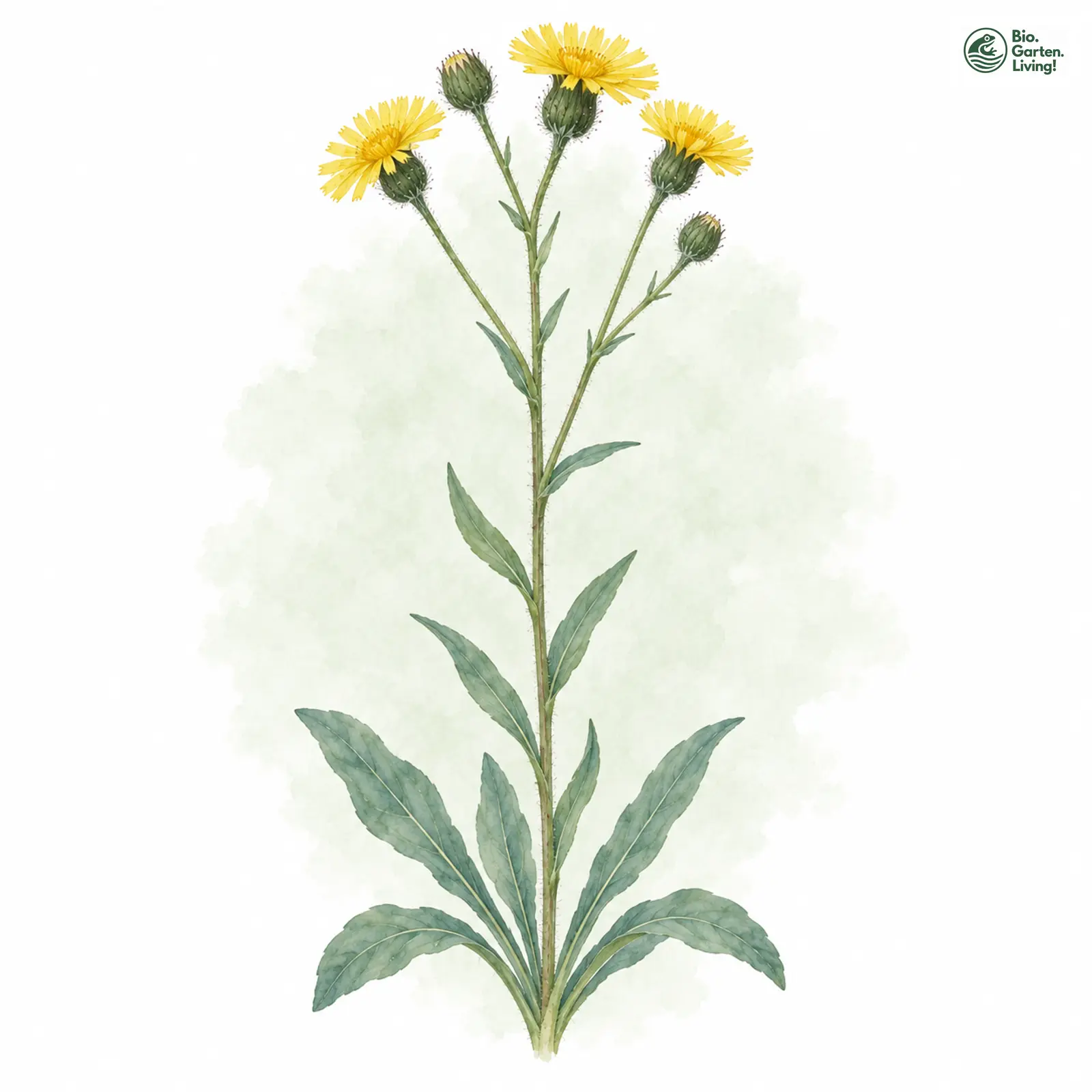 Aquarellzeichnung: Hasenohr-Habichtskraut (Hieracium bupleuroides)