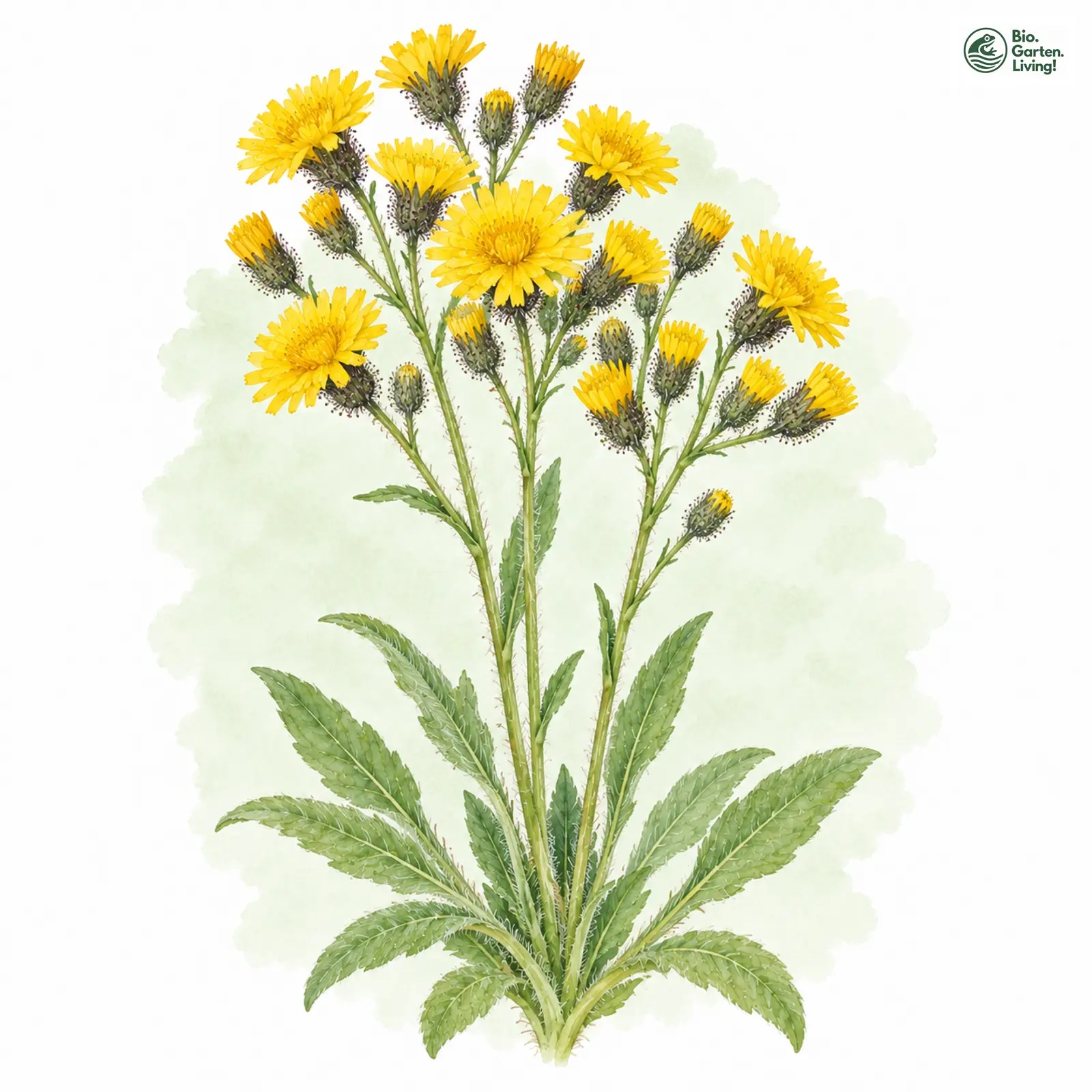 Aquarellzeichnung: Wiesen-Habichtskraut (Hieracium caespitosum)