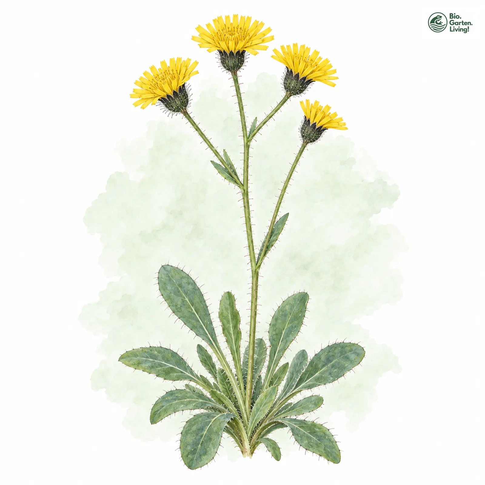 Aquarellzeichnung: Löffelförmiges Habichtskraut (Hieracium cochleatum)