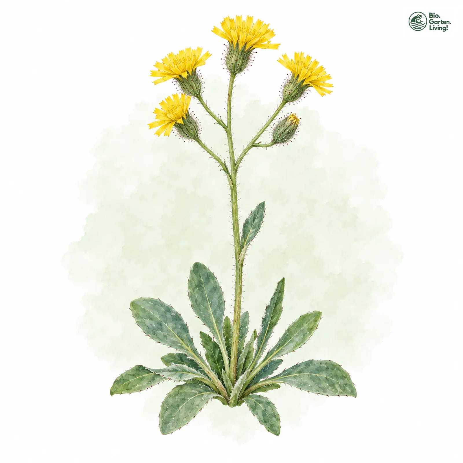 Aquarellzeichnung: Schnee-Habichtskraut (Hieracium corymbuloides)
