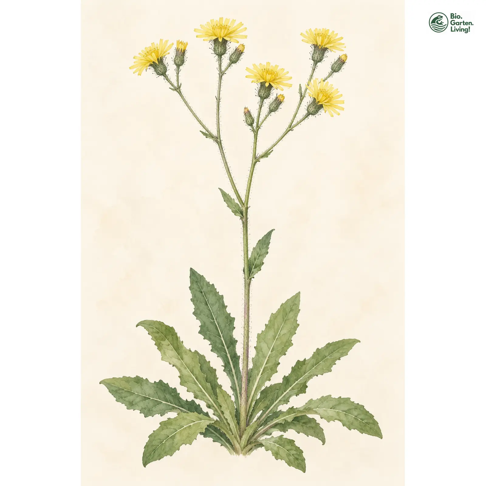 Aquarellzeichnung: Cottet-Habichtskraut (Hieracium cottetii)
