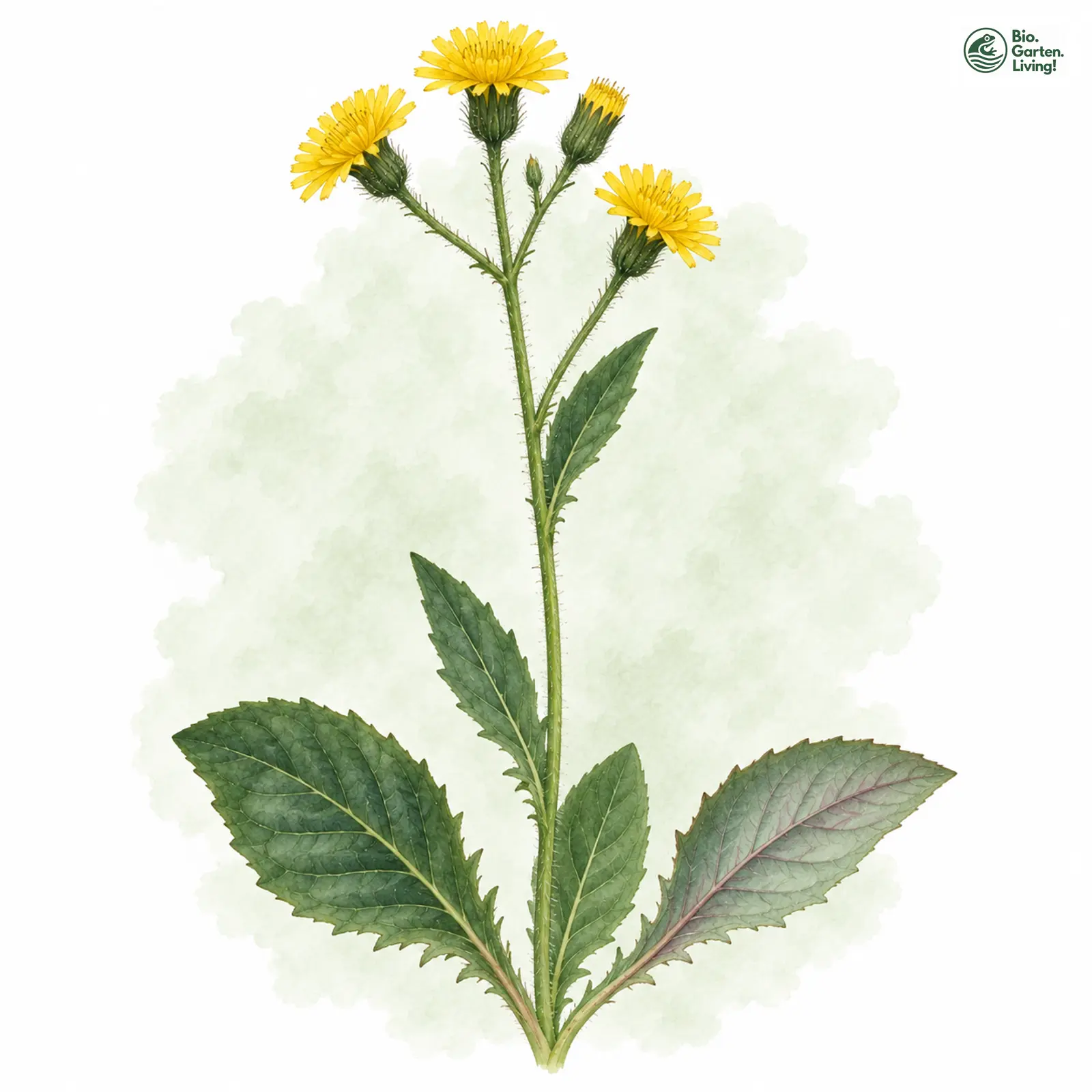 Aquarellzeichnung: Moränen-Habichtskraut (Hieracium cryptocaesium)