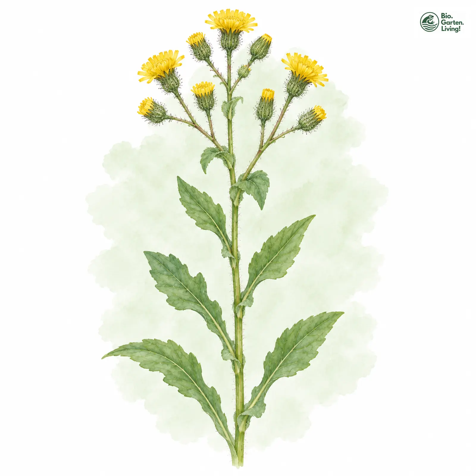Aquarellzeichnung: Quitten-Habichtskraut (Hieracium cydoniifolium)