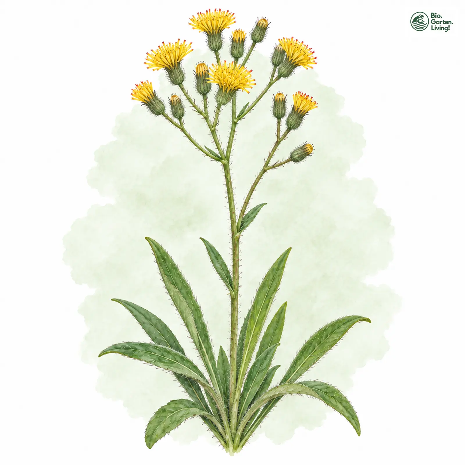 Aquarellzeichnung: Lockerrispiges Habichtskraut (Hieracium cymiflorum)