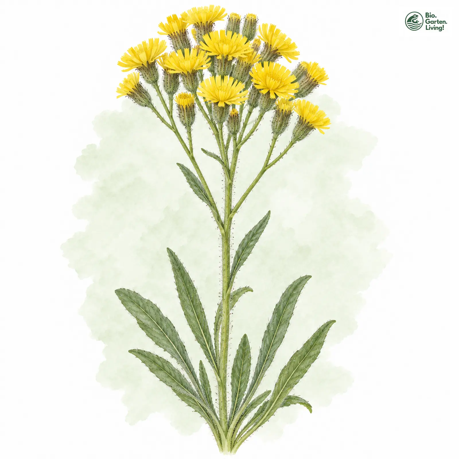 Aquarellzeichnung: Dichtblütiges Habichtskraut (Hieracium densiflorum)