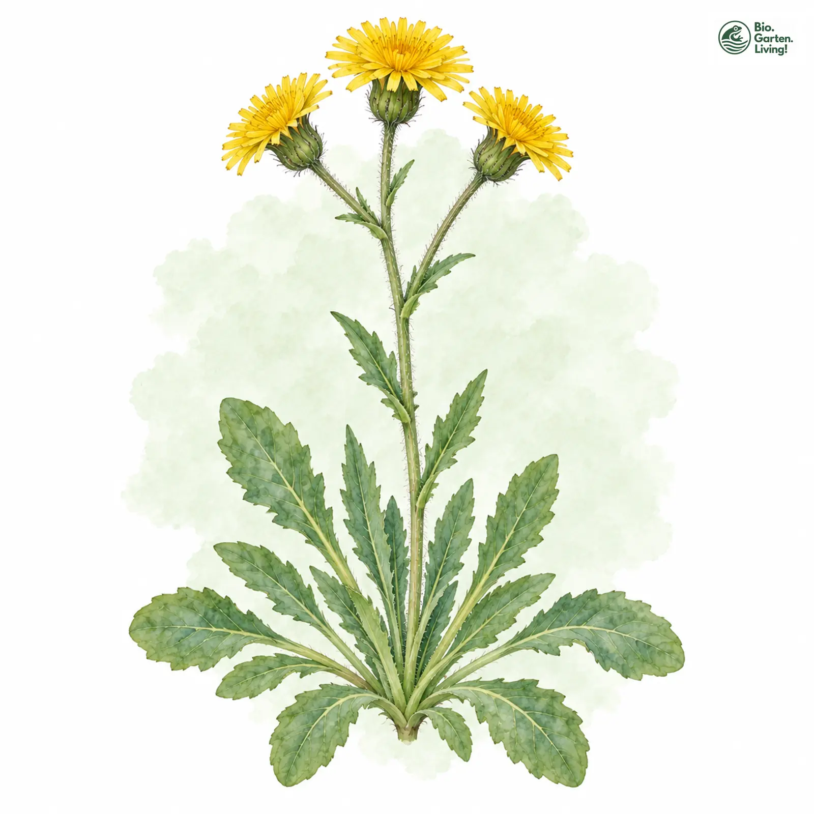 Aquarellzeichnung: Gezähntes Habichtskraut (Hieracium dentatum)
