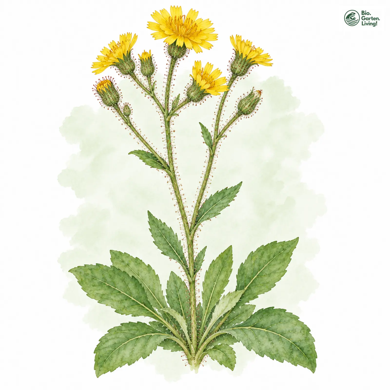 Aquarellzeichnung: Durchscheinendes Habichtskraut (Hieracium diaphanoides)