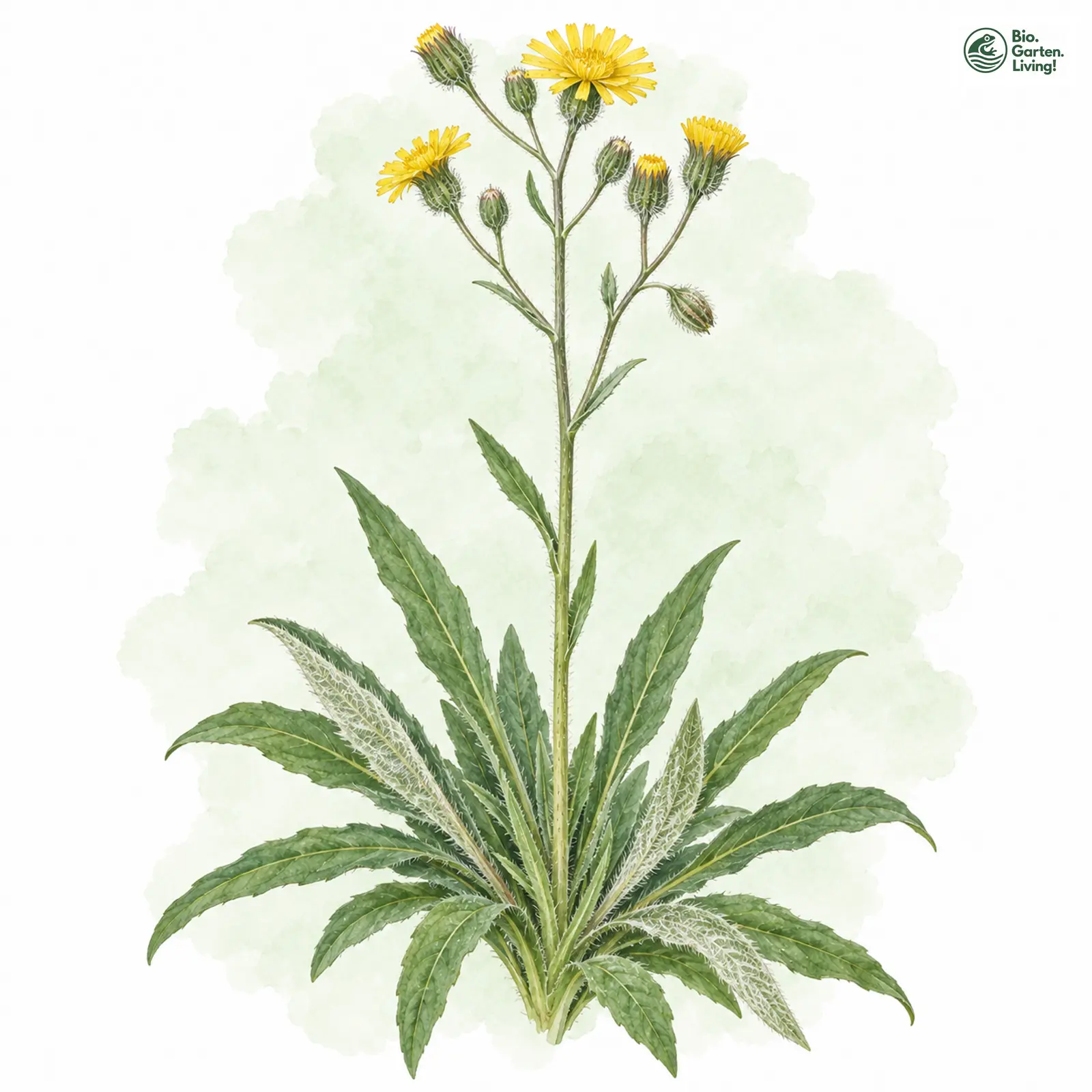 Aquarellzeichnung: Dürkheimer Habichtskraut (Hieracium duerkhemiense)