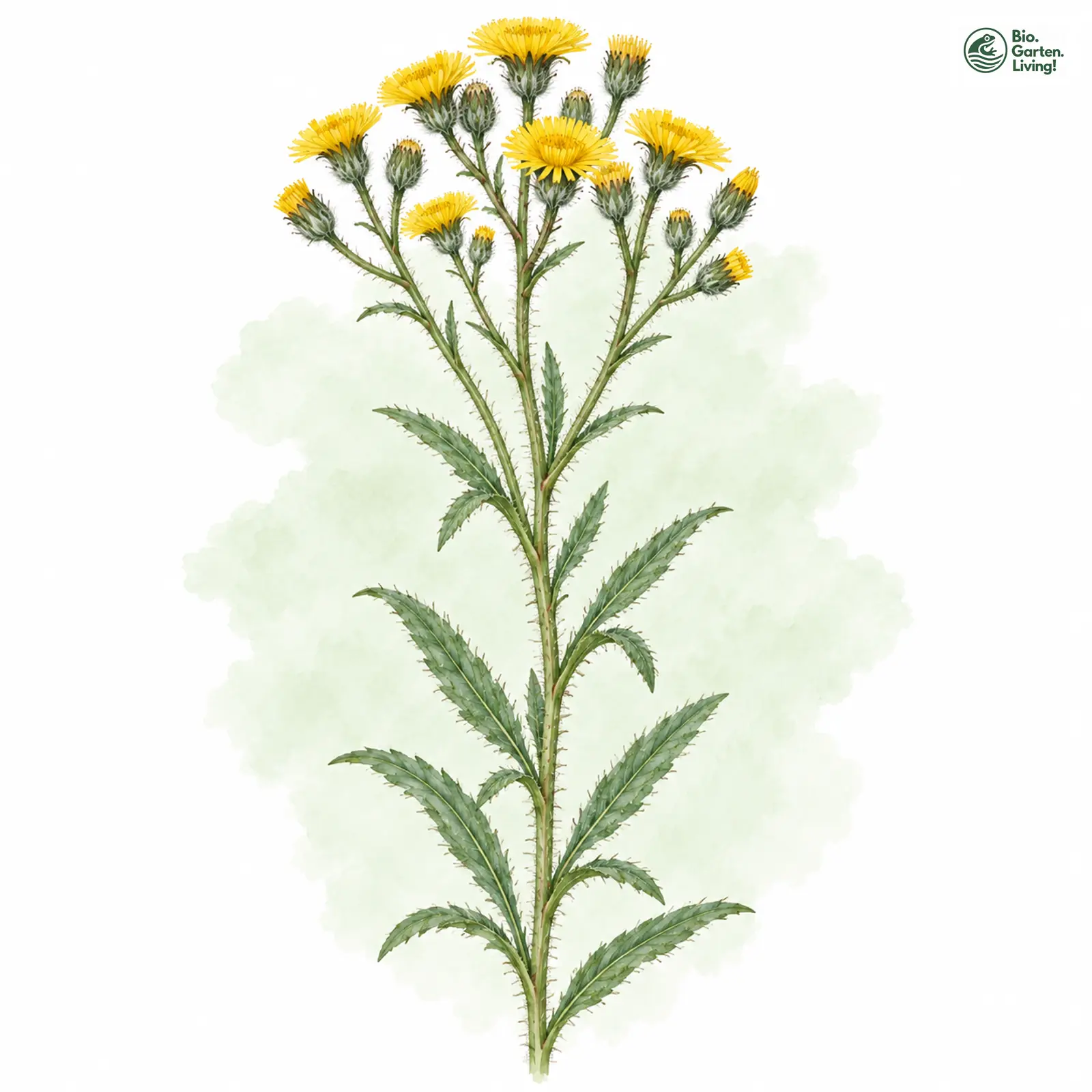 Aquarellzeichnung: Natterkopf-Habichtskraut (Hieracium echioides)