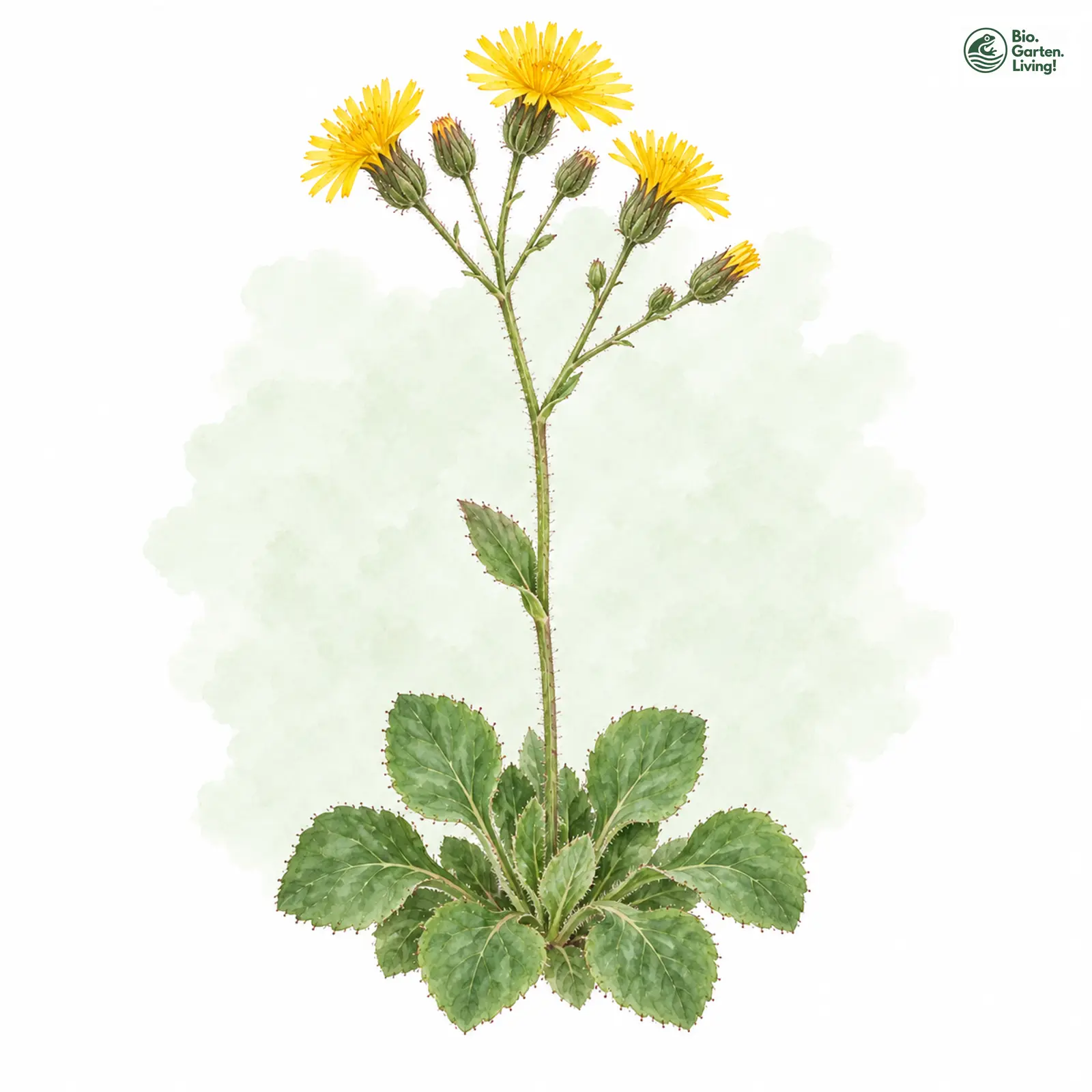 Aquarellzeichnung: Raukenblättriges Habichtskraut (Hieracium erucophyllum)