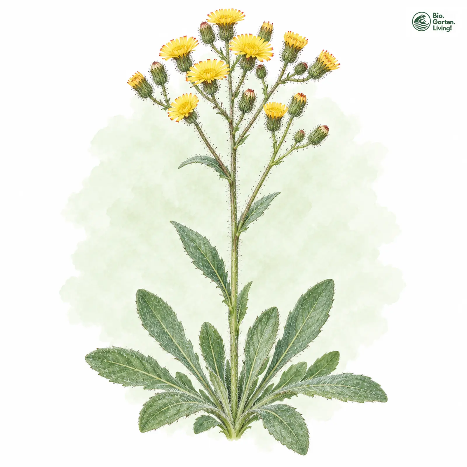 Aquarellzeichnung: Rain-Habichtskraut (Hieracium erythrochristum)