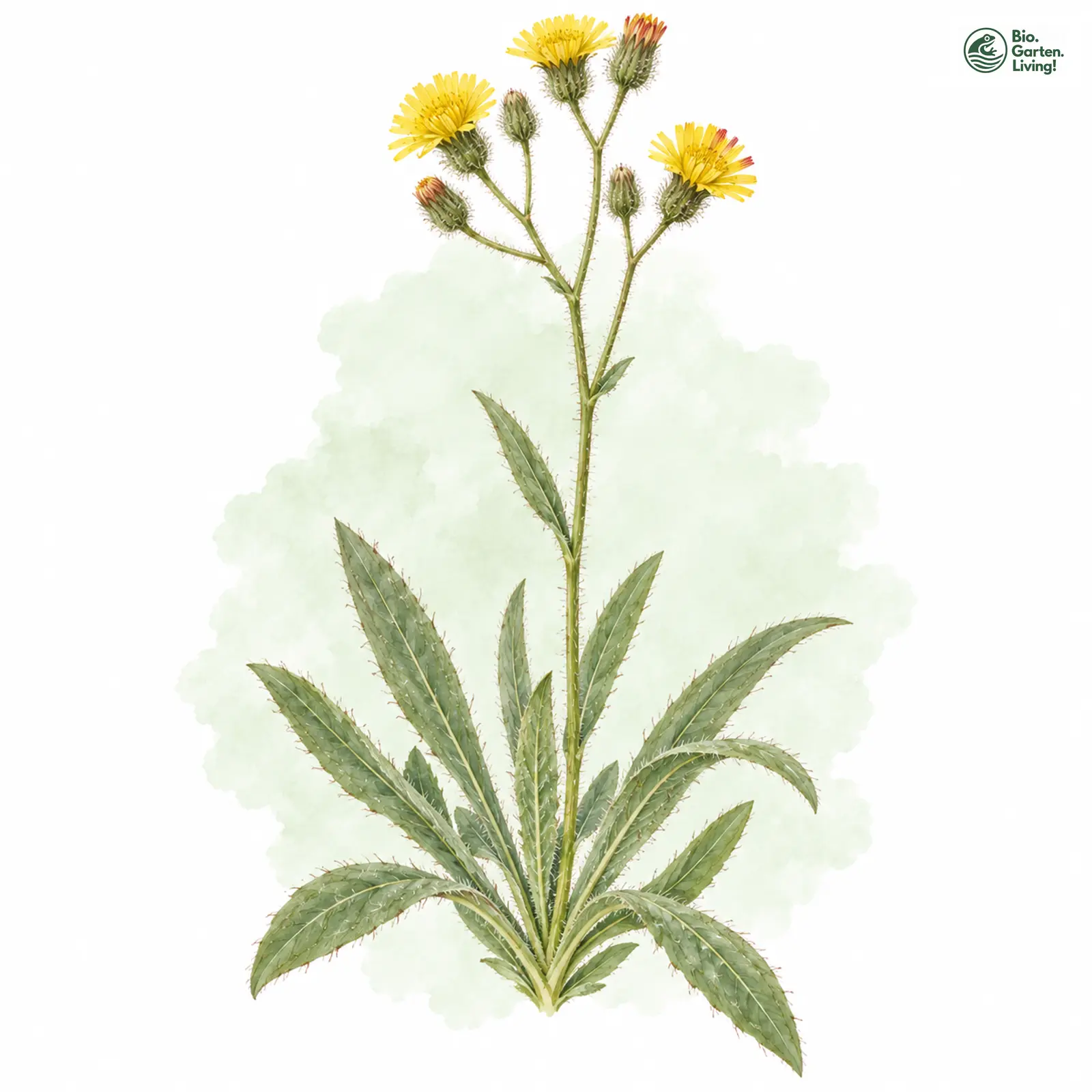 Aquarellzeichnung: Reichhaariges Habichtskraut (Hieracium euchaetium)