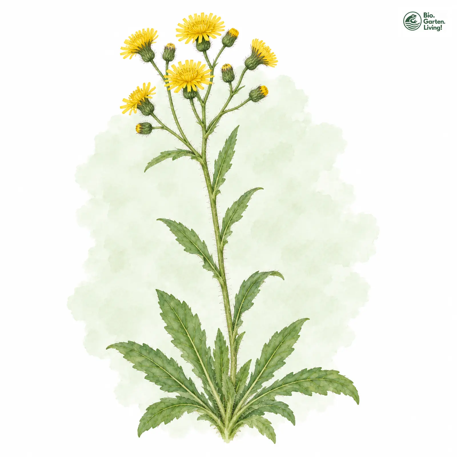 Aquarellzeichnung: Peitschsprossiges Habichtskraut (Hieracium flagelliferum)