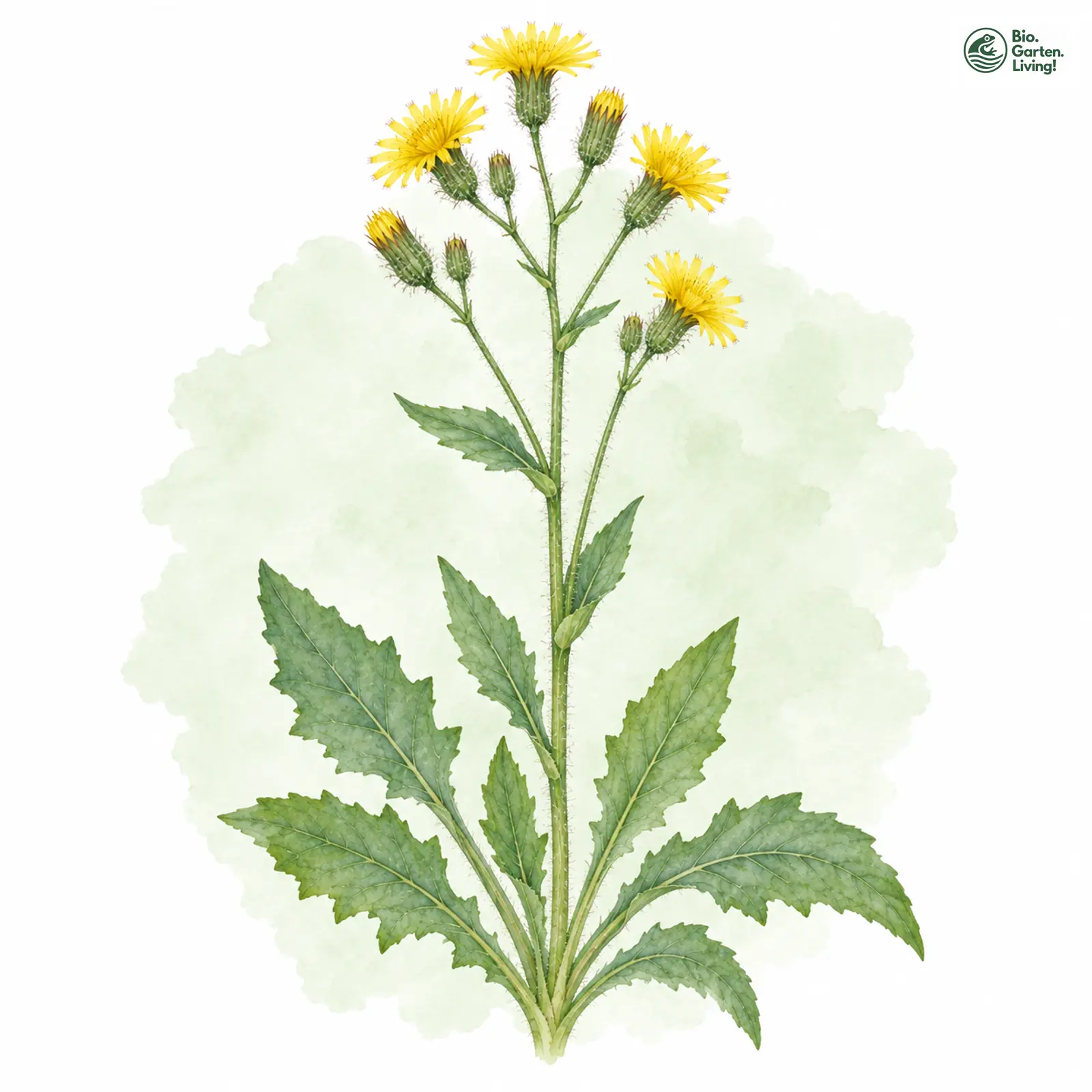 Aquarellzeichnung: Abgemagertes Habichtskraut (Hieracium froelichianum)