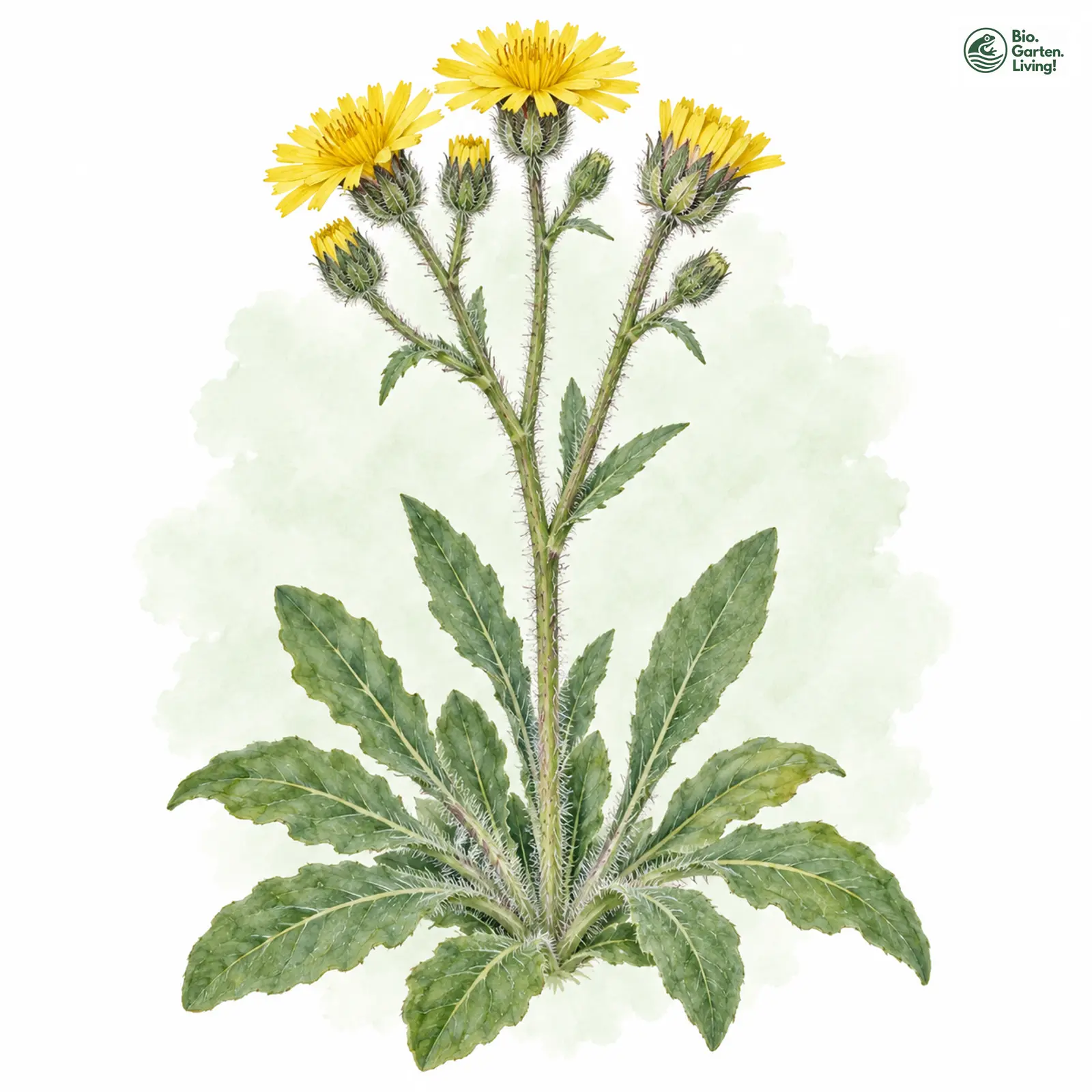 Aquarellzeichnung: Pfeil-Habichtskraut (Hieracium fuscocinereum)