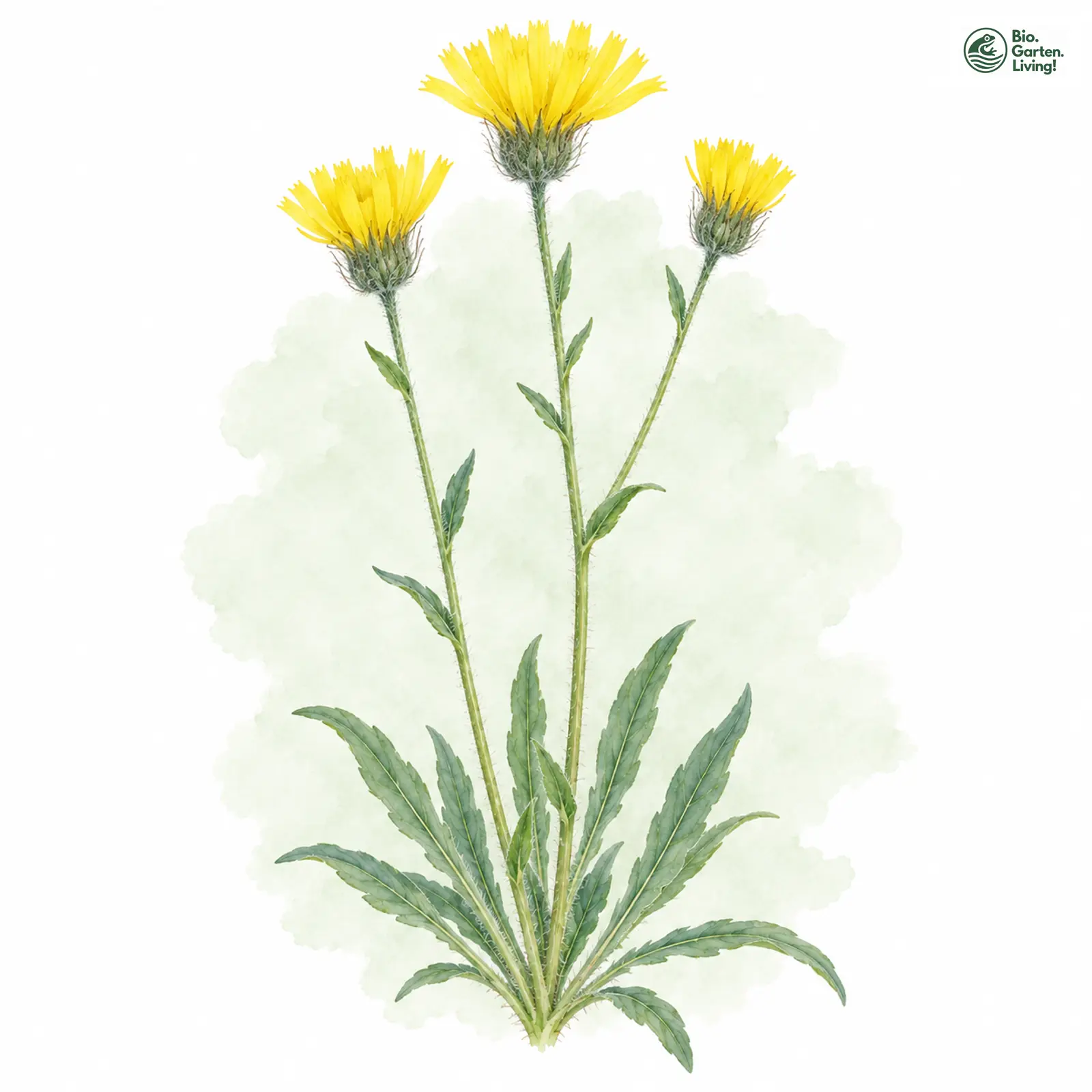 Aquarellzeichnung: Verkahltes Habichtskraut (Hieracium glabratum)