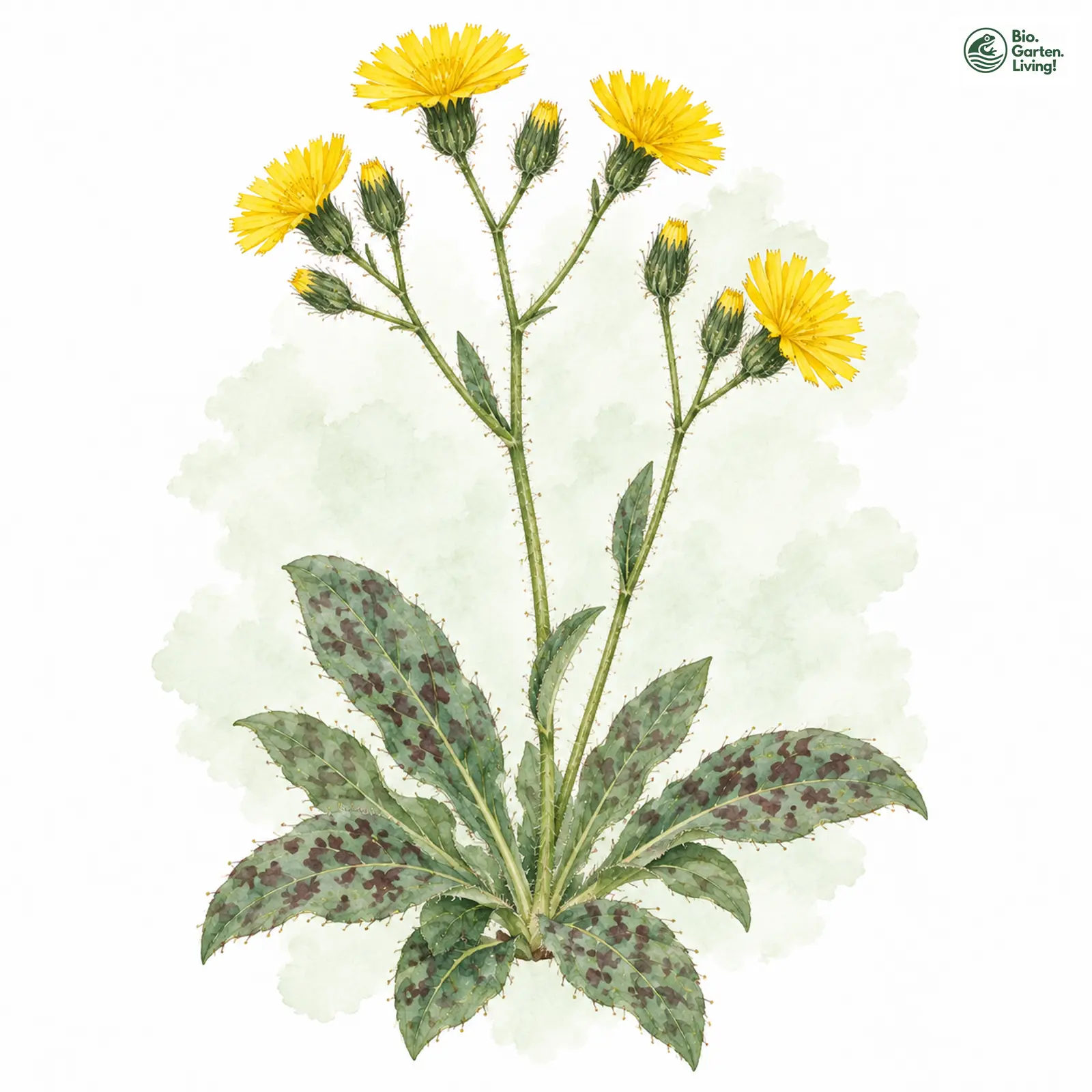 Aquarellzeichnung: Frühblühendes Habichtskraut (Hieracium glaucinum)