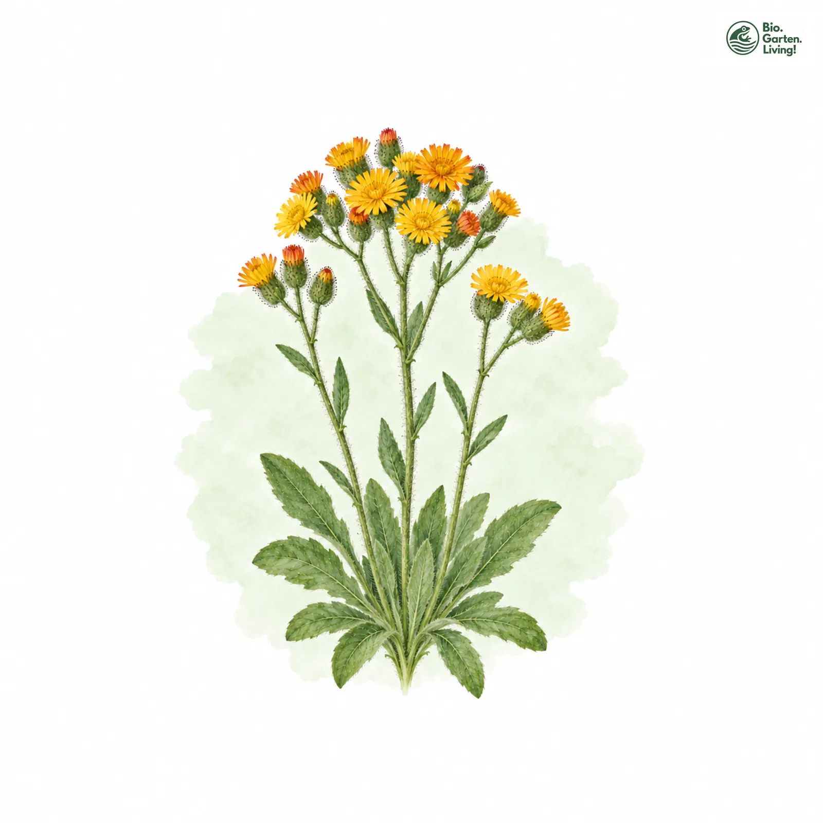 Aquarellzeichnung: Guthnick-Habichtskraut (Hieracium guthnikianum)