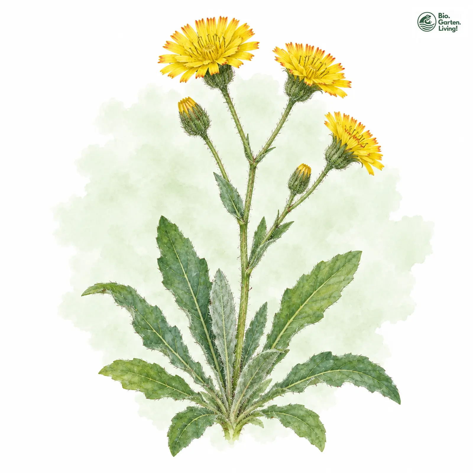 Aquarellzeichnung: Nassauisches Habichtskraut (Hieracium heterodoxiforme)