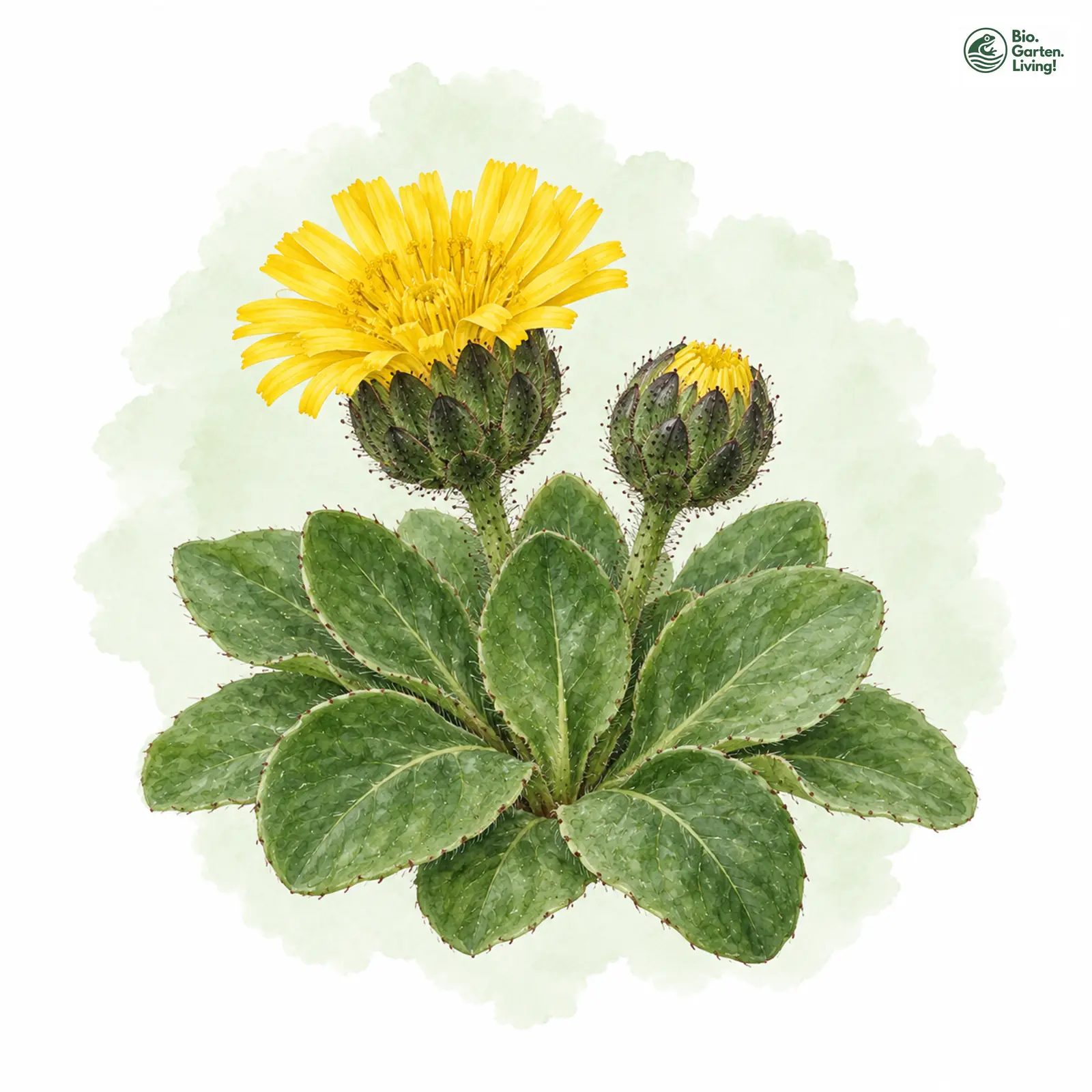 Aquarellzeichnung: Hoppe-Habichtskraut (Hieracium hoppeanum (im engeren Sinne))